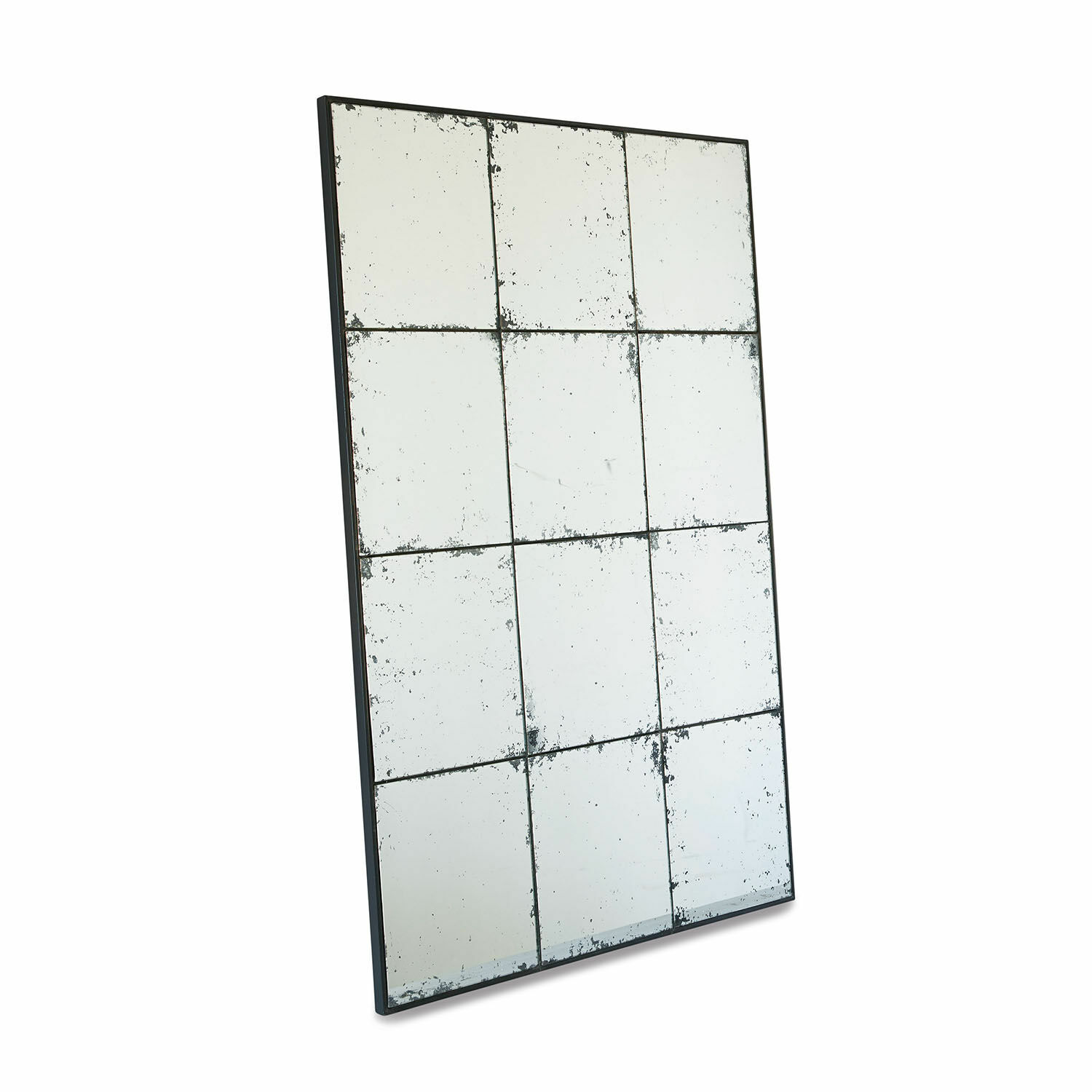 Espejo Burami Gran espejo de pared con marco metálico y superficie envejecida estilo vintage para decoración