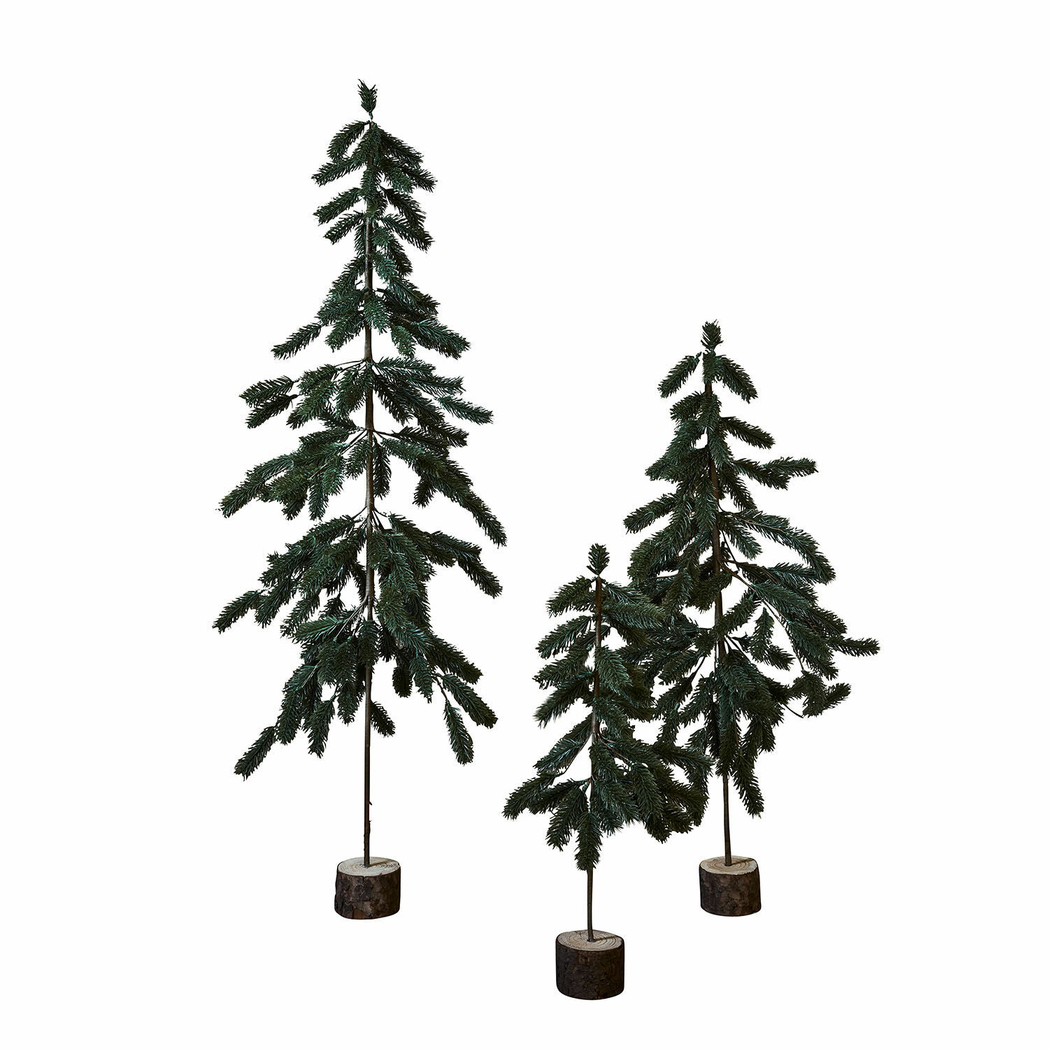 Set de 3 árboles de Navidad Lorin Tres árboles de Navidad artificiales verdes con base de madera para decoración festiva