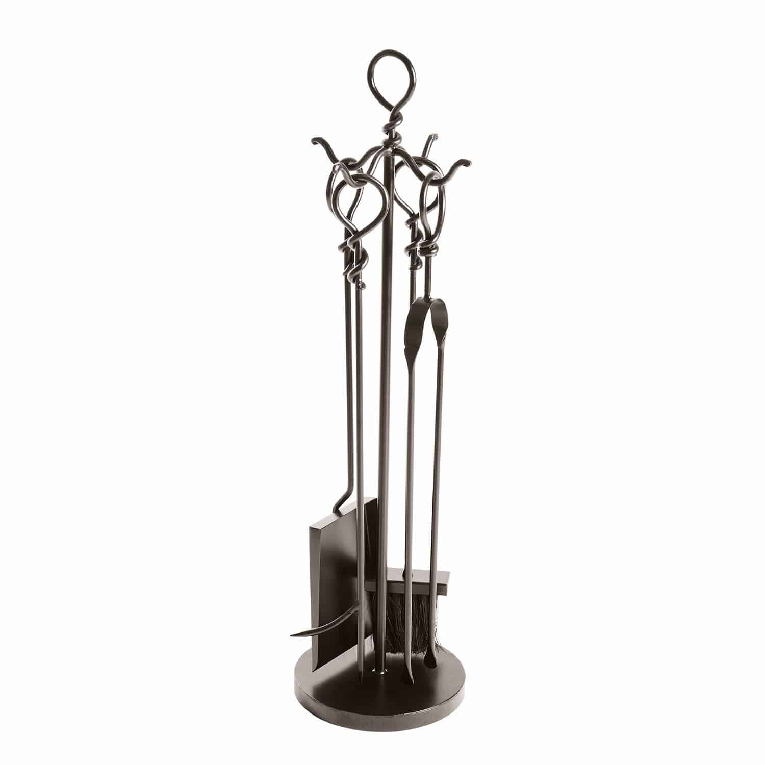 Herramientas para chimenea Tetbury Juego de herramientas para chimenea de acero negro con cepillo y pala para limpieza