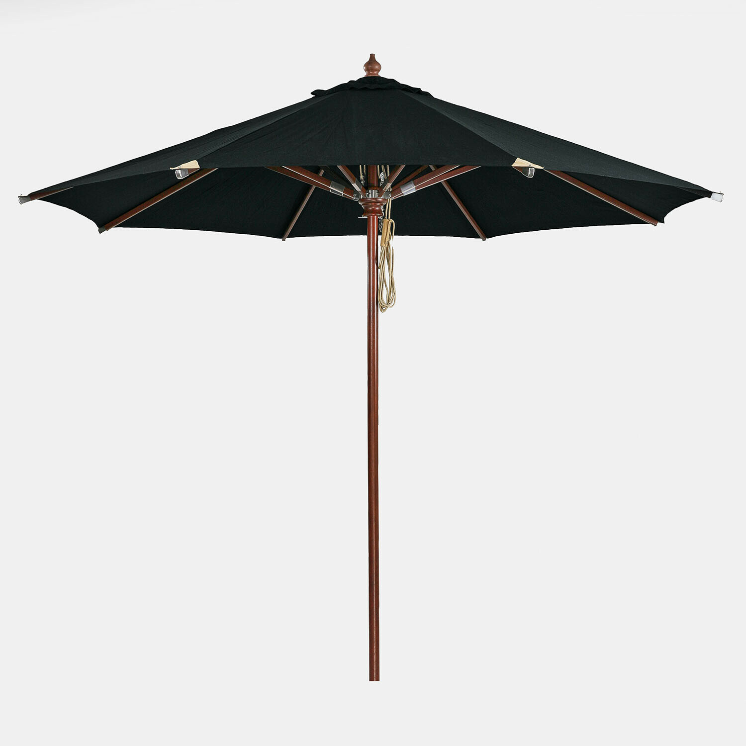 negro Sombrilla de jardín negra Brent con mástil de madera, protección solar ideal para terraza o jardín