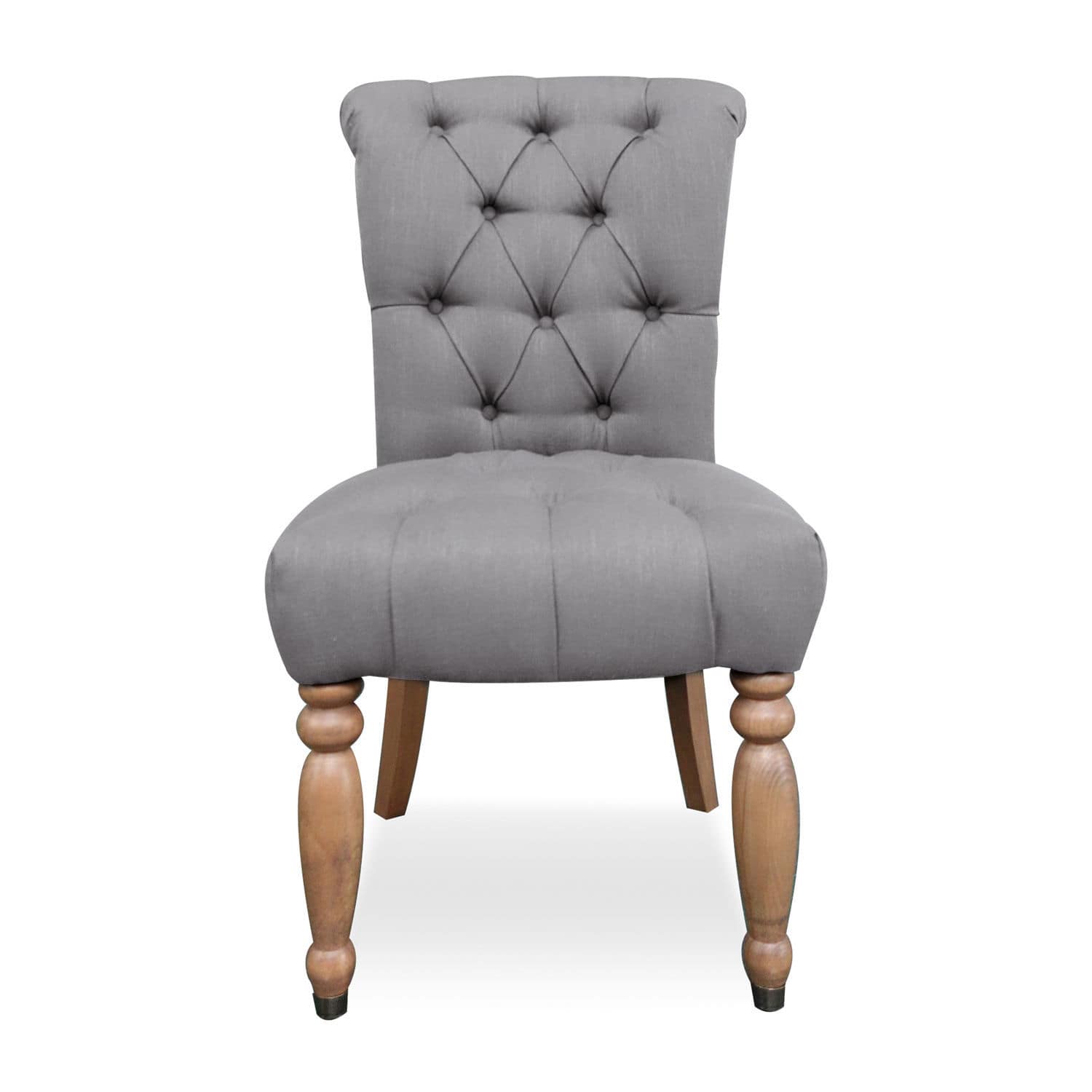 gris azulado Silla Claville gris tapizada con patas de madera, mueble elegante para salón y comedor