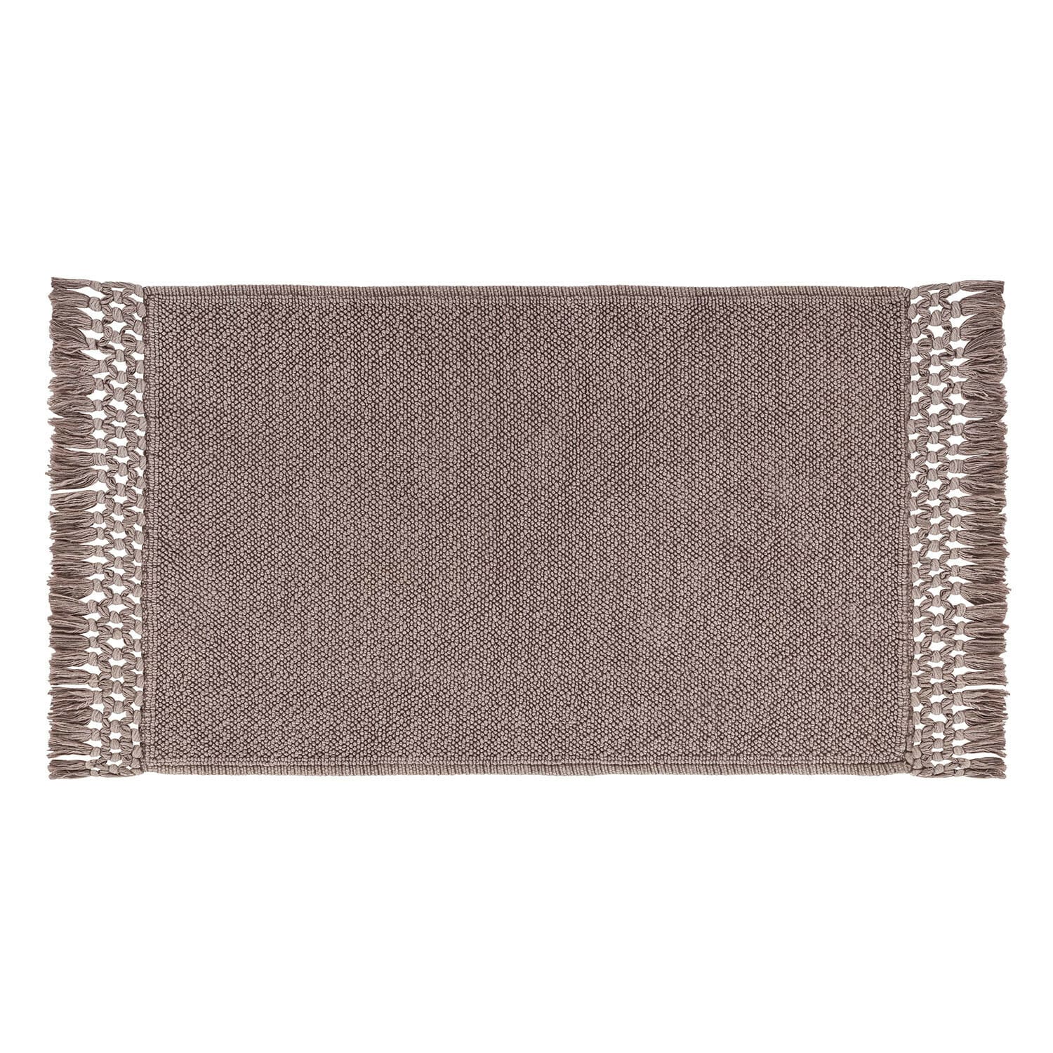 Alfombrilla de baño gris Faelwyn de material suave con flecos decorativos en los lados