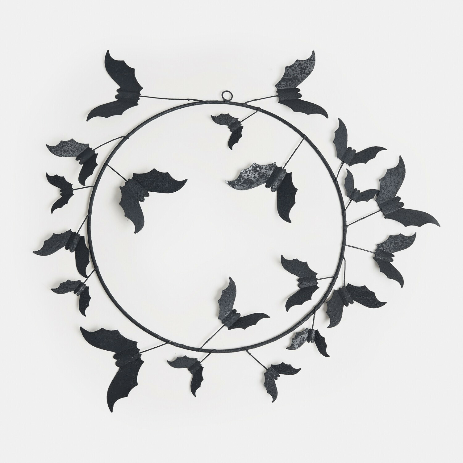 Corona Brynnach Corona decorativa de metal negro con murciélagos, adorno de pared para Halloween