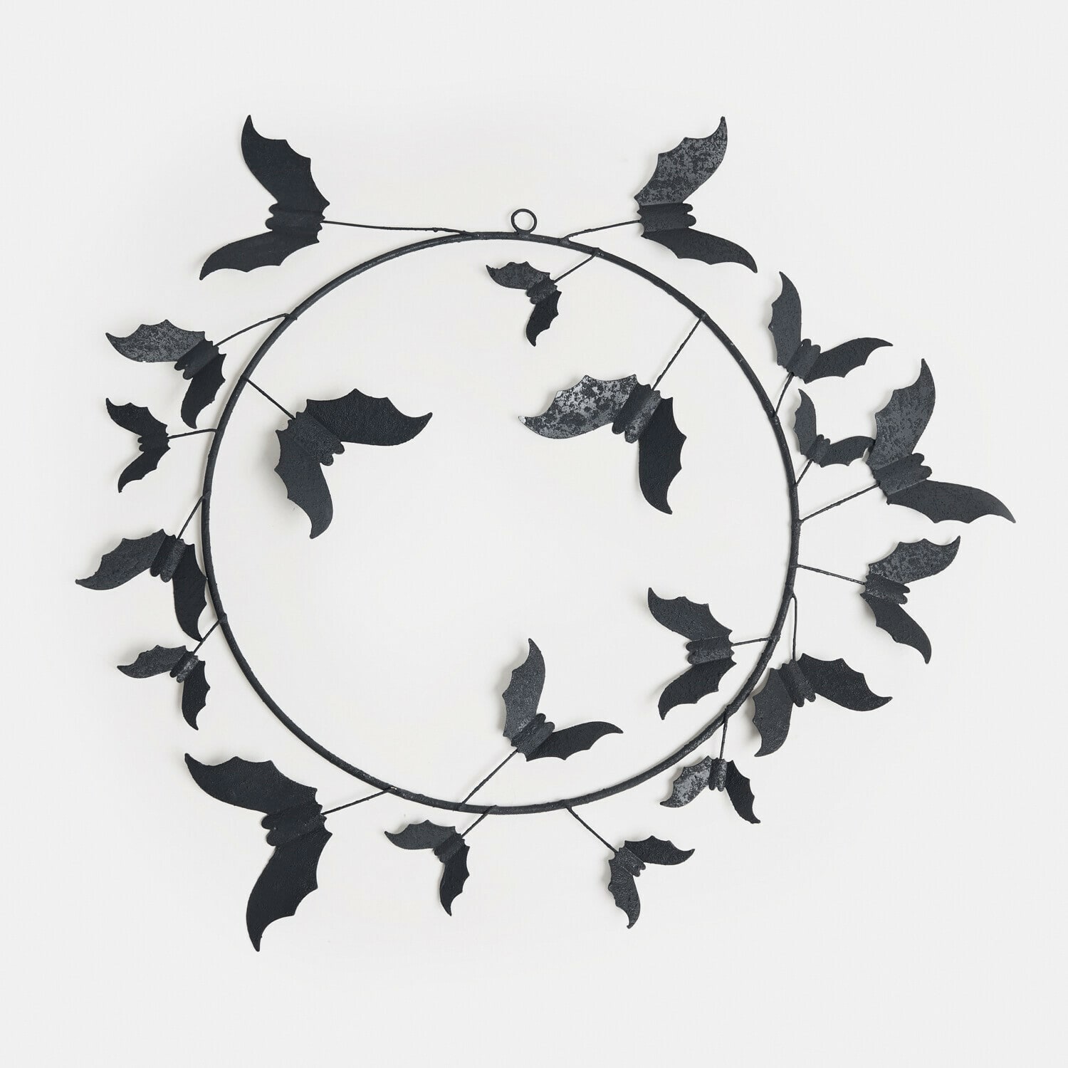 Corona Brynnach Corona decorativa de metal negro con murciélagos, adorno de pared para Halloween