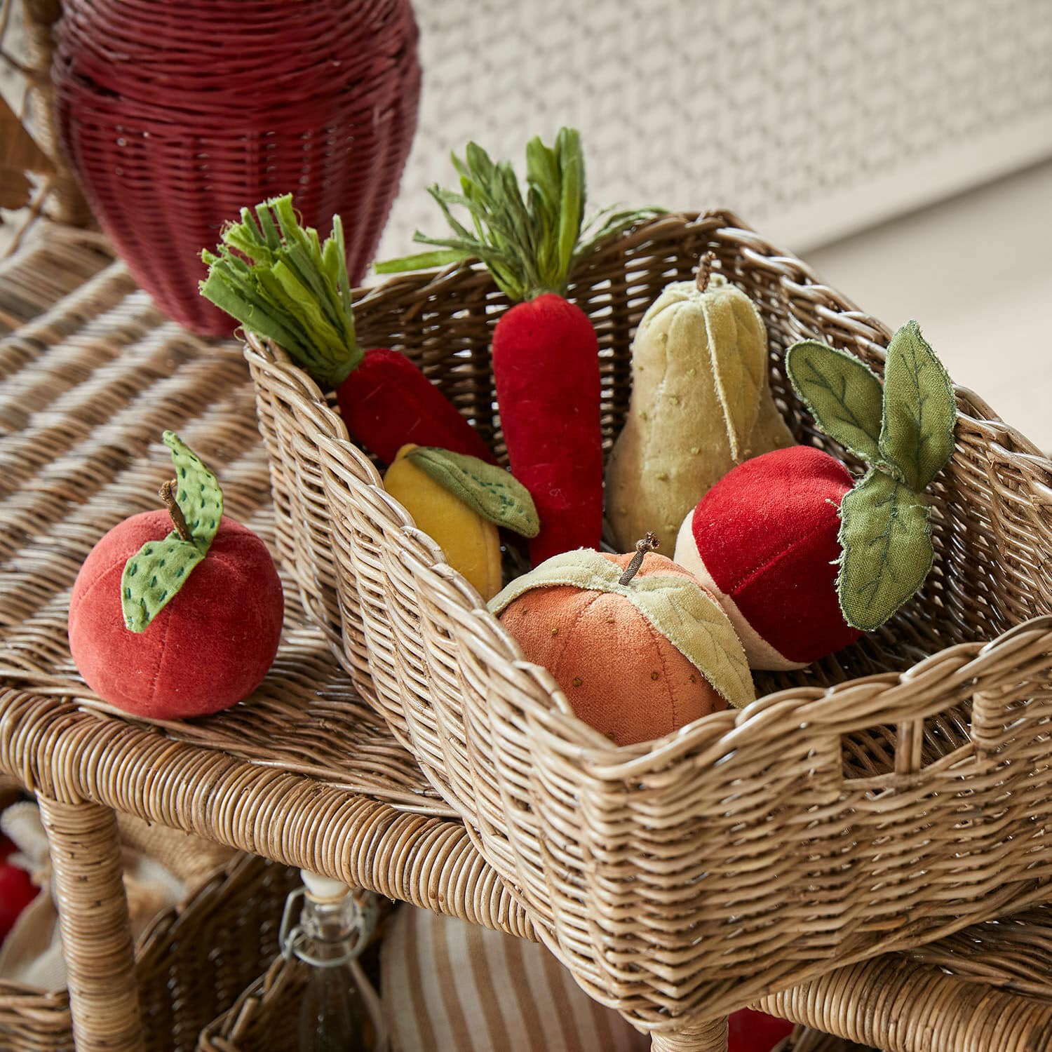 Set de 7 frutas y verduras de tela Mivola