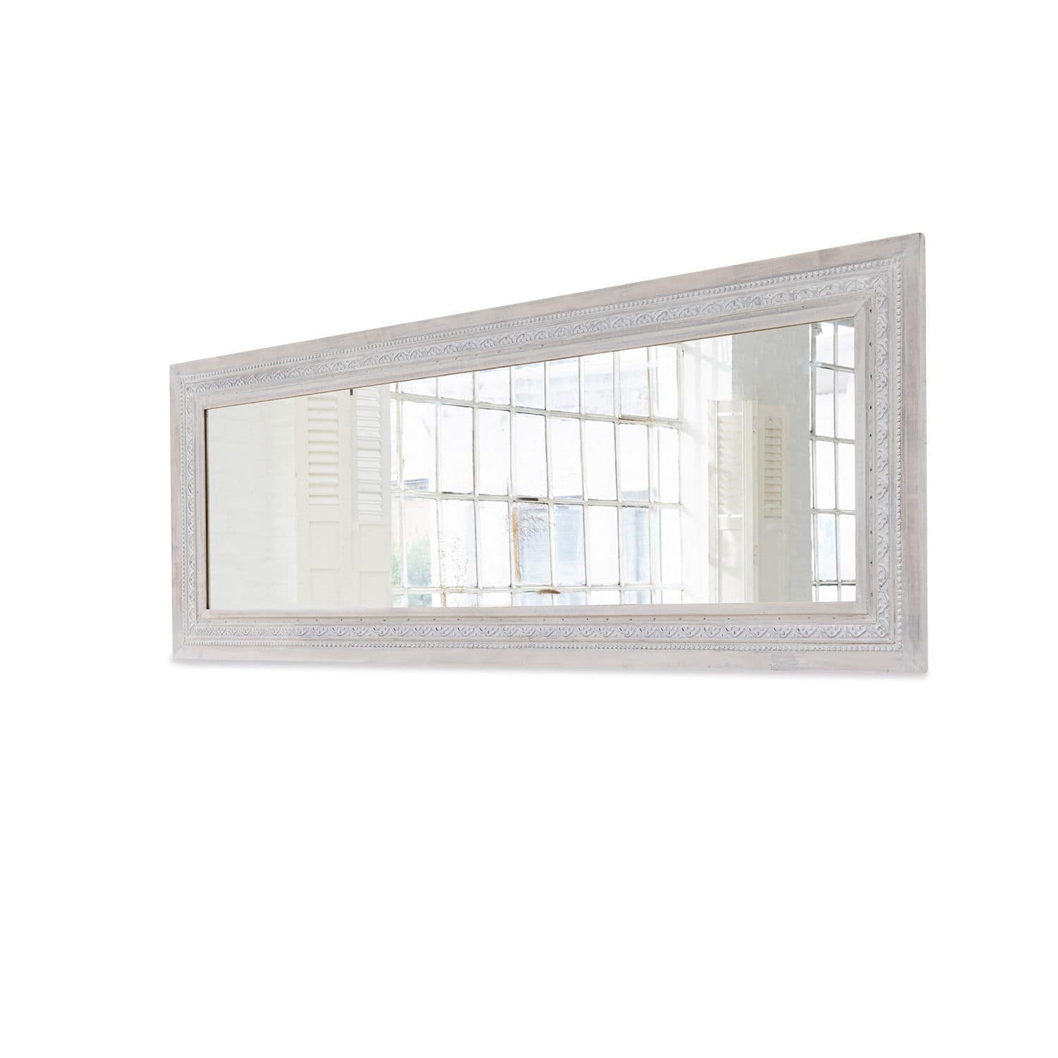 Espejo Milanu Espejo rectangular grande con marco de madera blanca decorativo para decoración de paredes