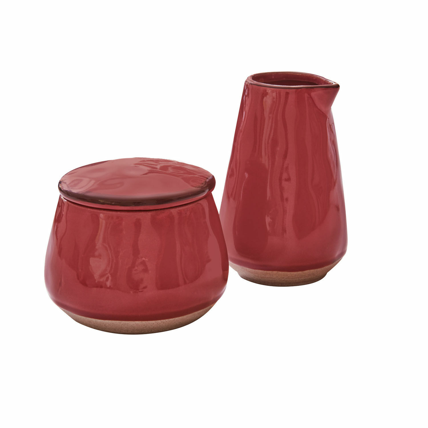 Juego rojo de cerámica azucarero y jarra de leche Biarritz para cocina y comedor