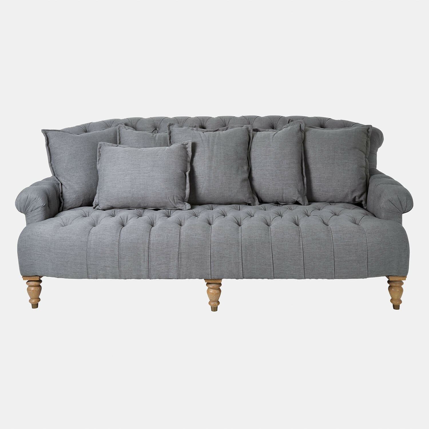 Sofá Springfield Village Sofá tapizado gris de tela con cojines y patas de madera, mueble cómodo para salón