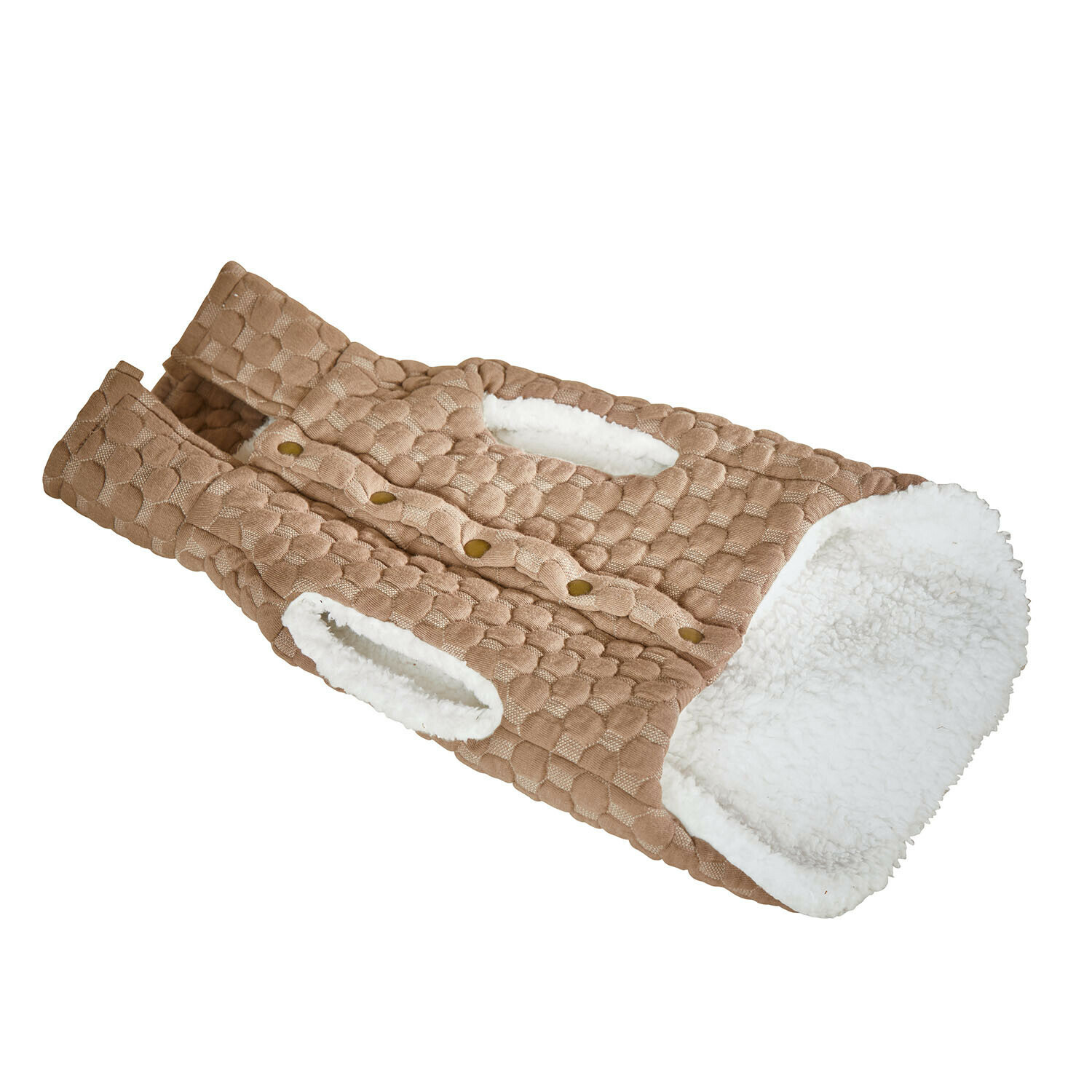 Abrigo para perro Cranley Chaqueta acolchada beige para perro con forro blanco suave, ropa cálida para mascotas