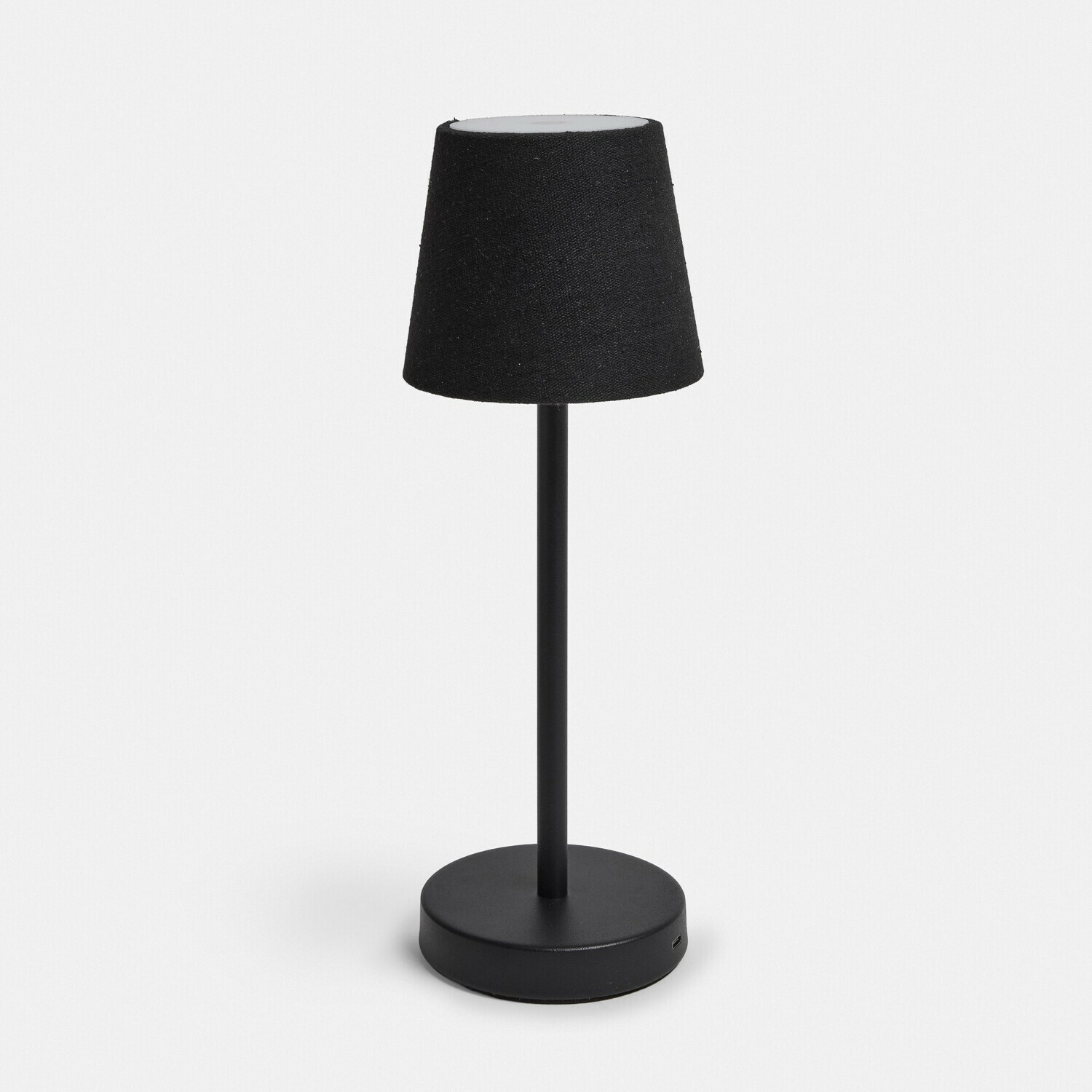negro Lámpara de mesa recargable Sylvainie negra con pantalla de tela y base metálica para decoración interior