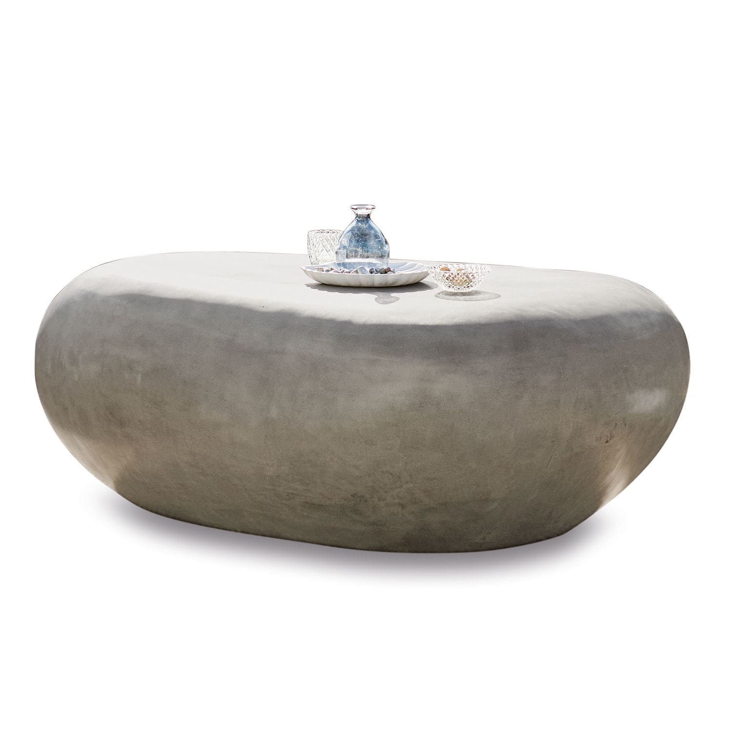 Mesa de centro Fermline Mesa de centro ovalada de hormigón gris, mueble moderno para salón