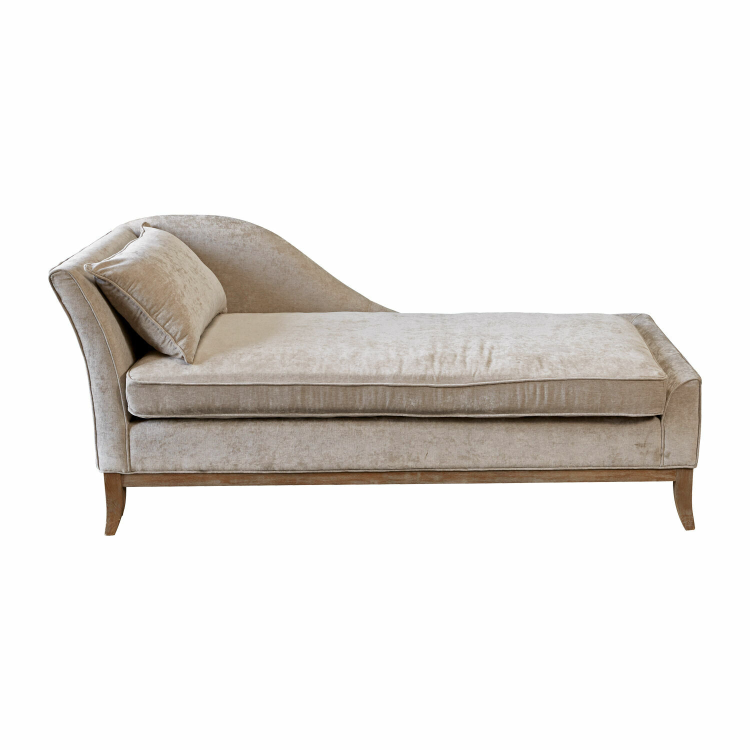 gris Chaiselongue Alphonse gris de tela suave con base de madera para relajación en sala