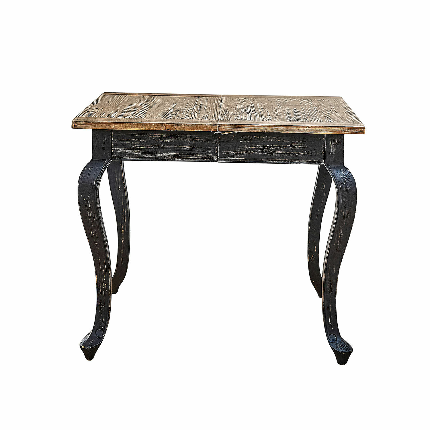 negro/marrón Mesa Plaish de madera en negro y marrón con patas curvas para interiores vintage