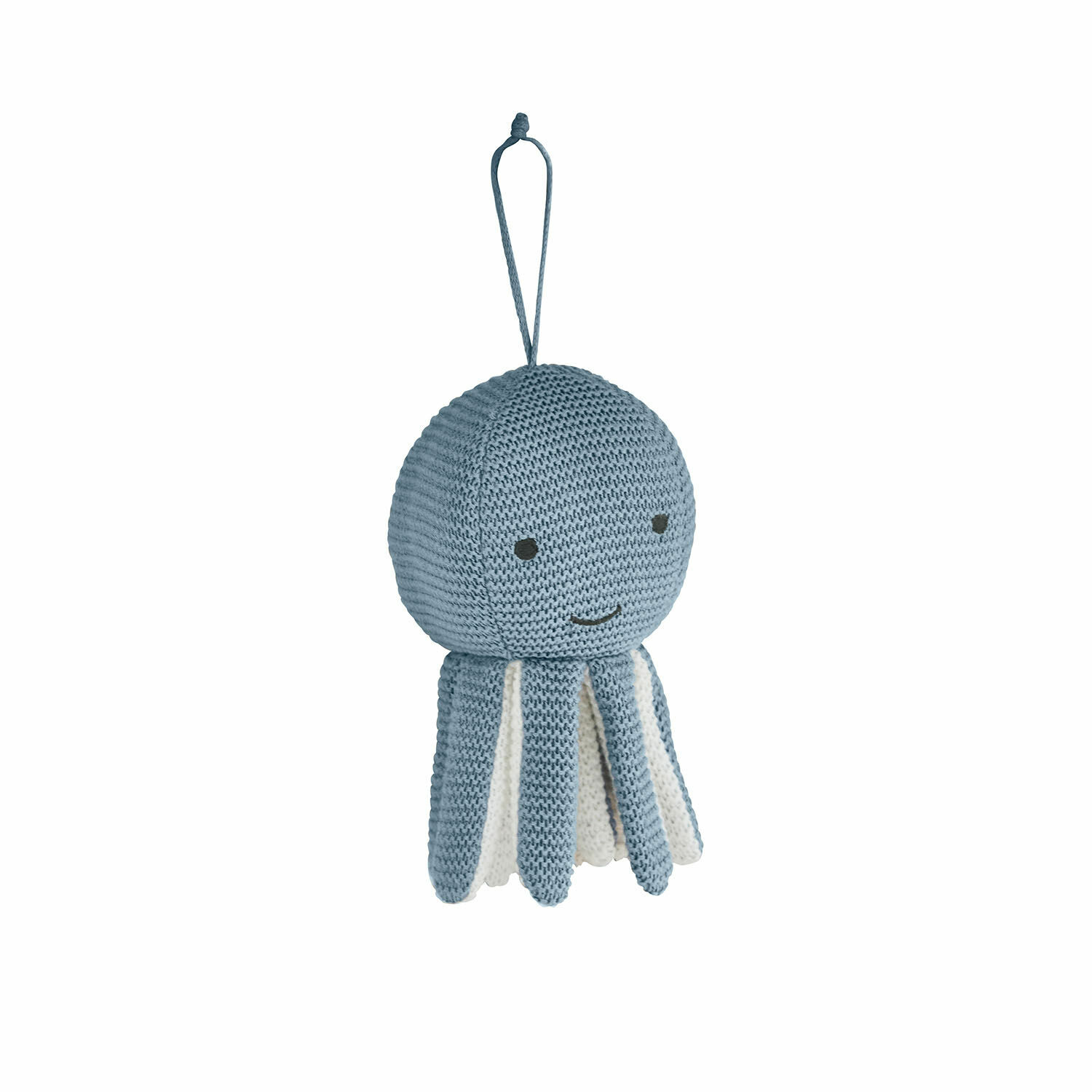 Caja de música Cozycot Colgante de pulpo azul tejido con detalles blancos, decoración para habitación infantil