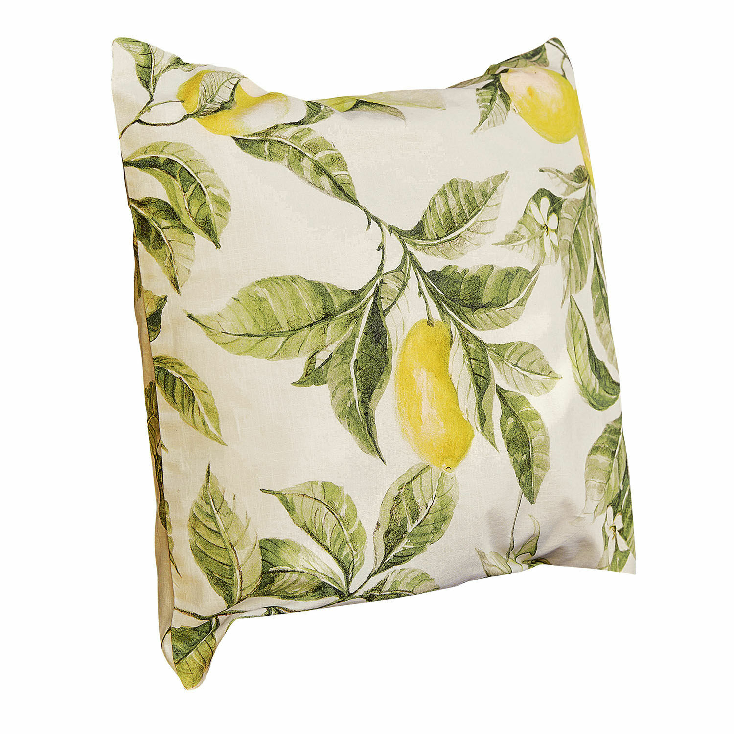 Funda de cojín Darfield Cojín decorativo de algodón color crema con hojas verdes y limones amarillos para interiores