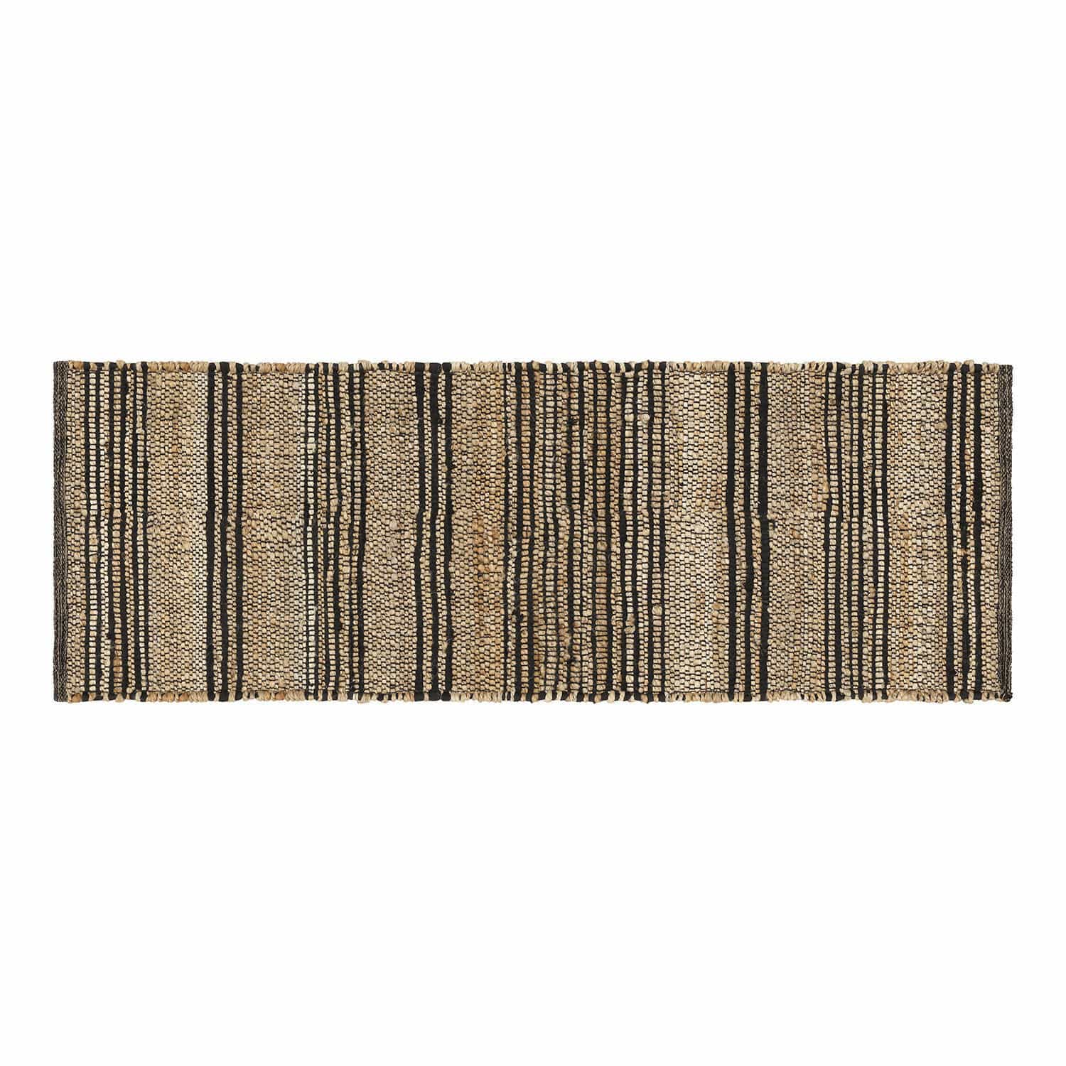 Corredor Lantenot Alfombra de yute beige con rayas negras, material natural, decoración para suelos interiores