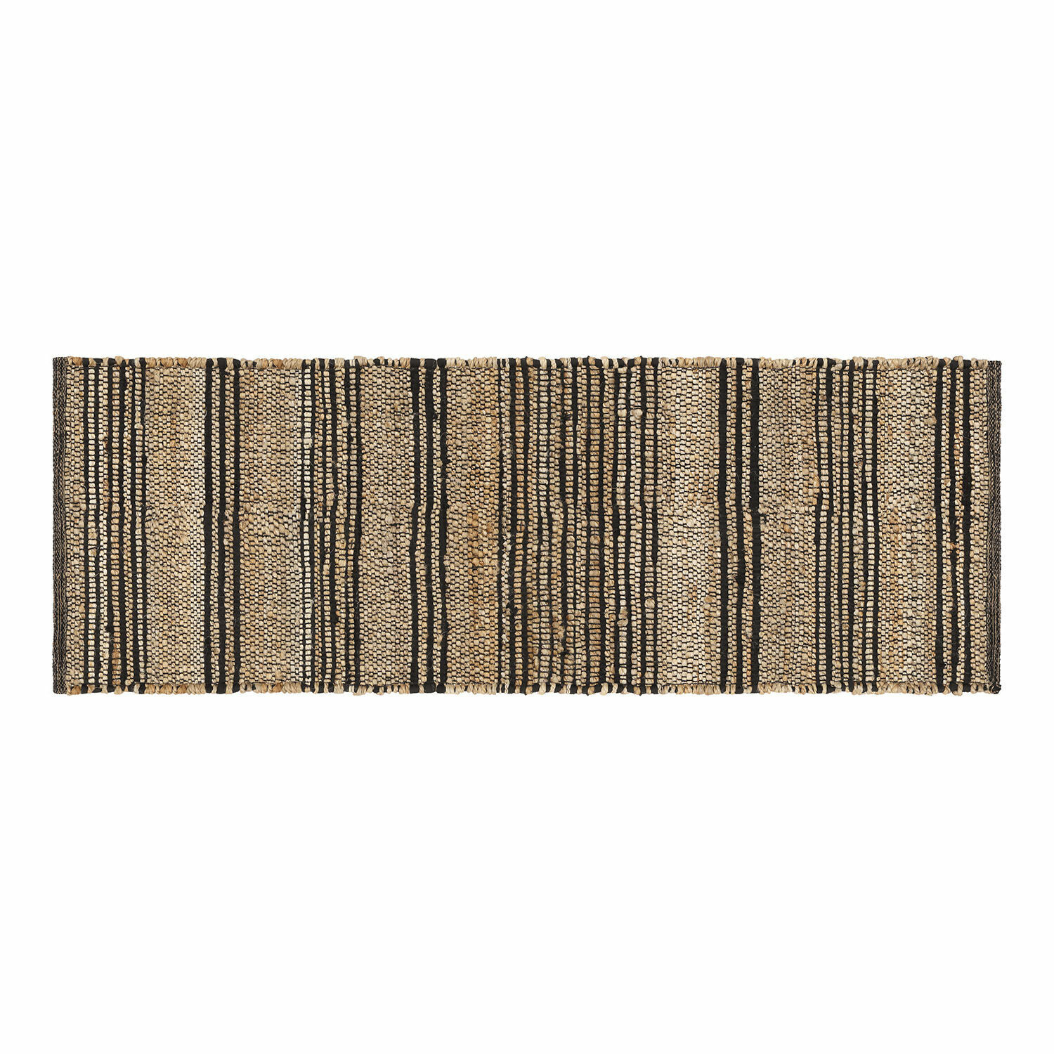 Corredor Lantenot Alfombra de yute beige con rayas negras, material natural, decoración para suelos interiores