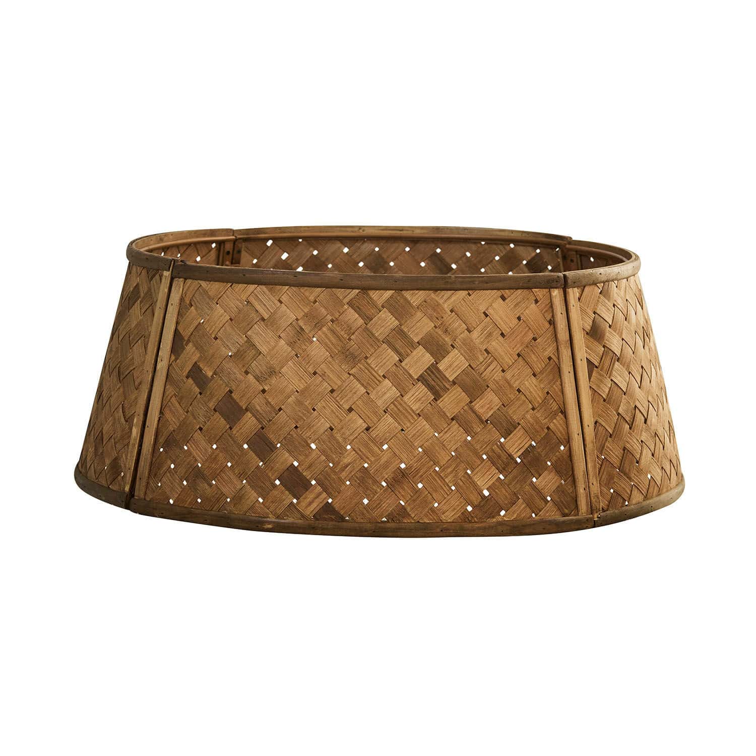 Cesta para árbol de Navidad Eden Cesta redonda de madera trenzada en tono marrón natural, ideal para almacenamiento y decoración