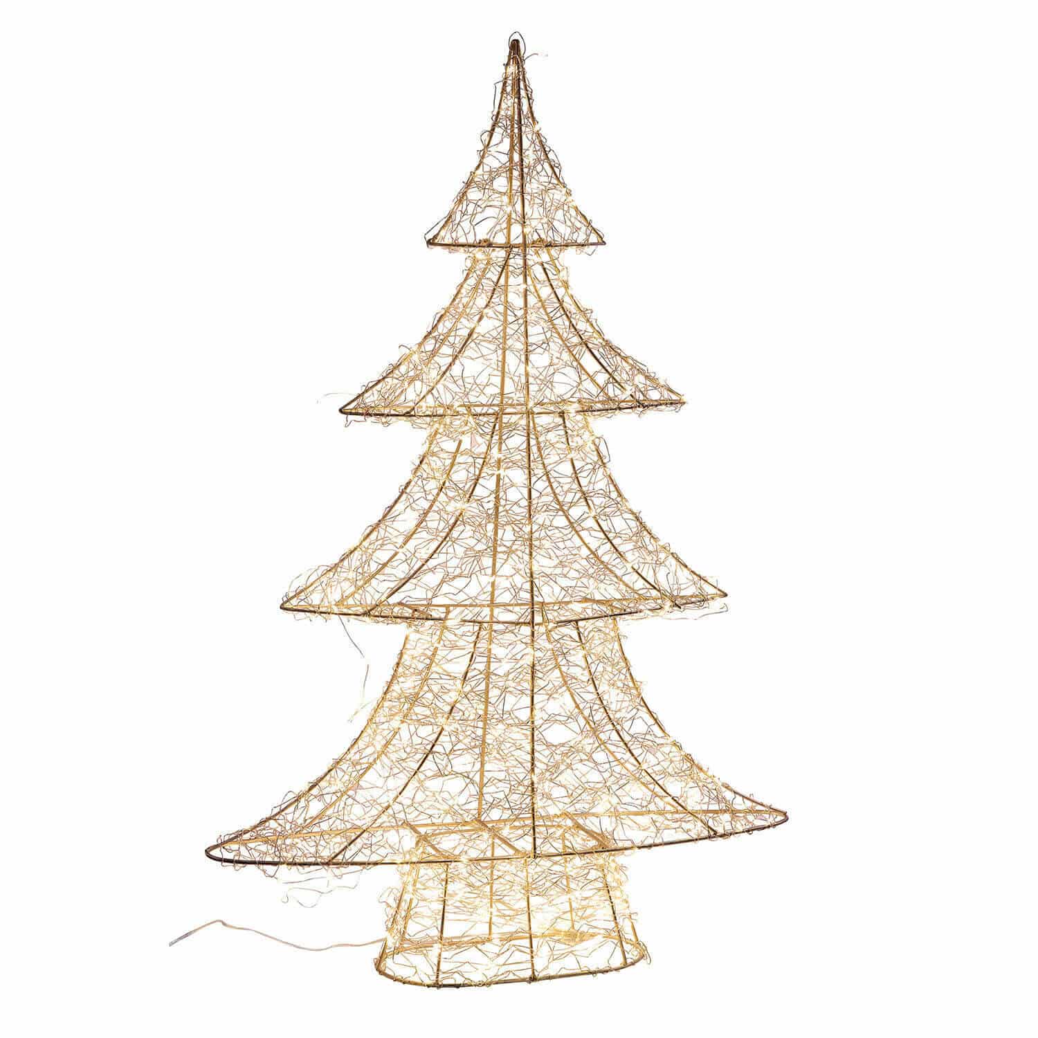 Árbol LED Vivetelle Árbol navideño decorativo de metal con luces LED blancas cálidas, adorno festivo
