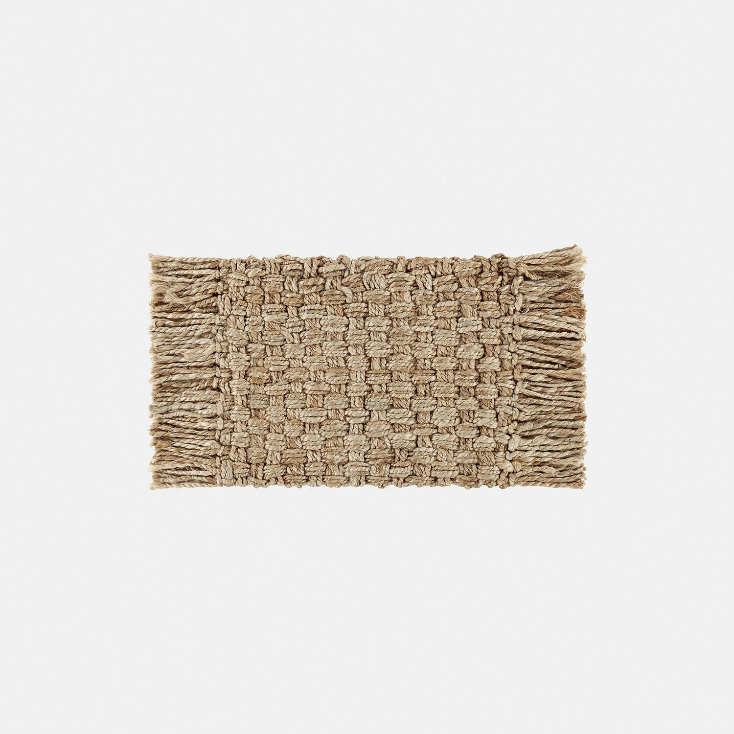 Felpudo Moody Alfombra de yute natural beige con flecos a los lados, resistente y decorativa para el hogar