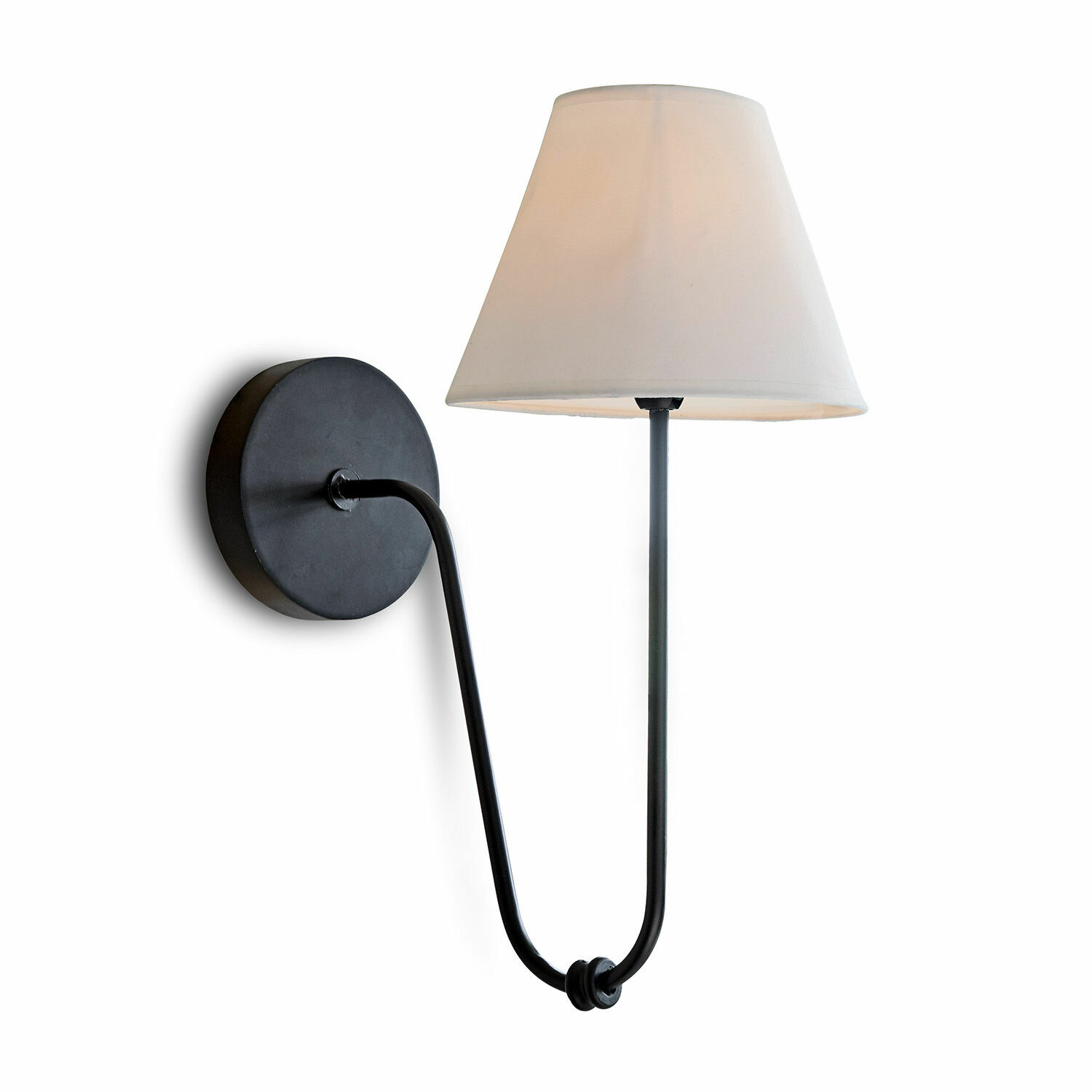 Lámpara de pared Lustre Aplique de pared negro de metal con pantalla blanca, iluminación moderna para salón