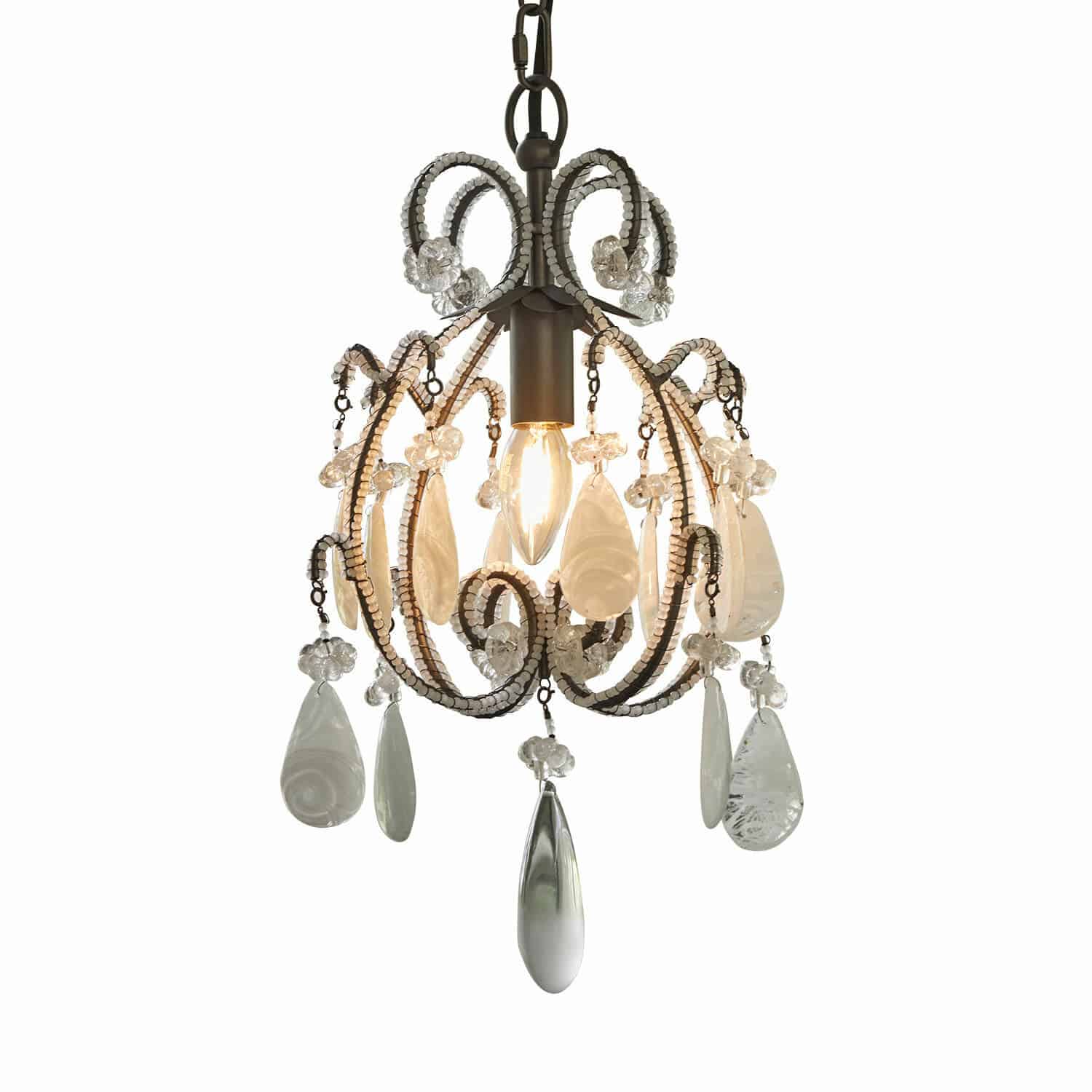 Lámpara colgante Calistron Lámpara colgante de metal con colgantes de cristal transparente, luminaria decorativa para interiores