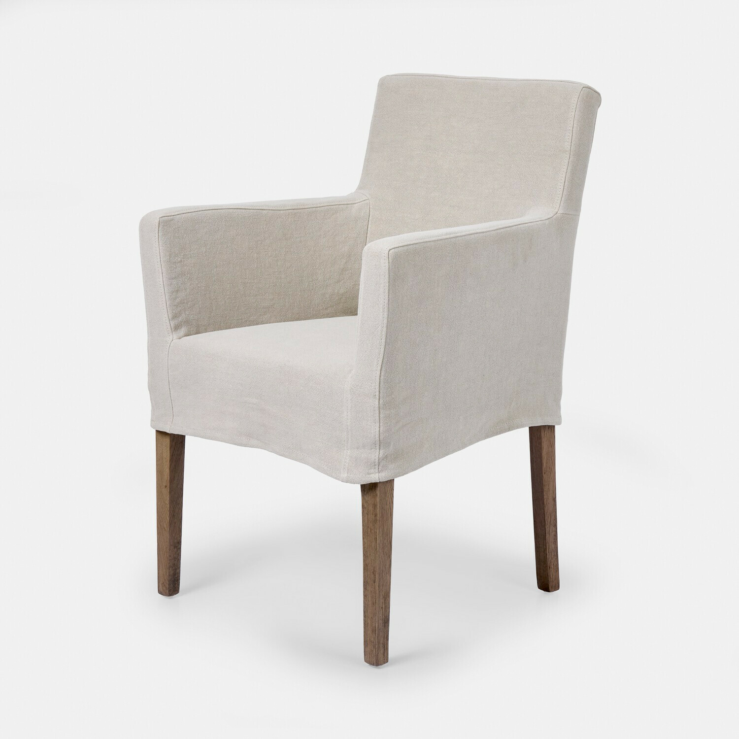 Silla Longhill Sillón beige de tela con patas de madera, asiento cómodo para salón o comedor