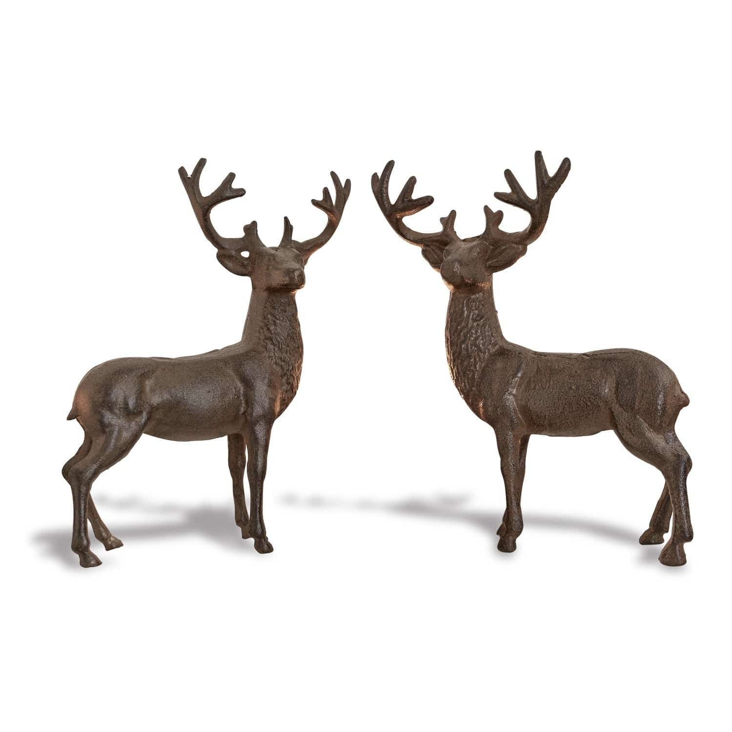 Set de 2 ciervos decorativos Friends Dos figuras de ciervos de metal marrón, decoración navideña y para interiores