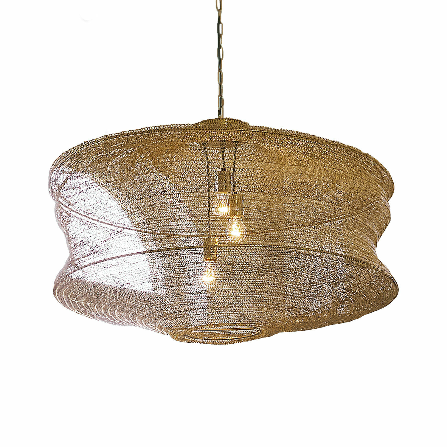 dorado Lámpara colgante Valerique dorada de malla metálica, iluminación moderna para salón y comedor