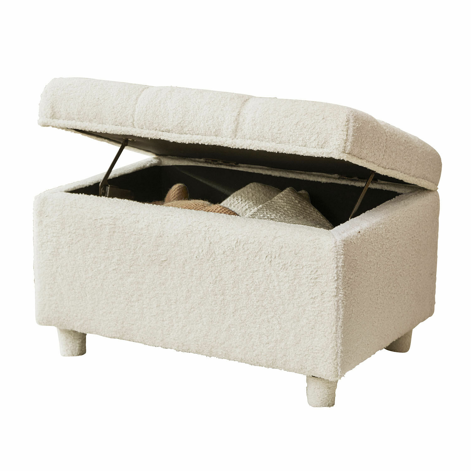 Banco-arcón Ivrielle Puf de material suave color crema con almacenamiento para mantas y cojines en la sala