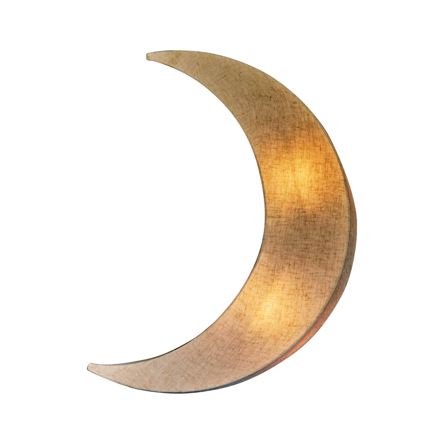 Lámpara de pared Jollymoon Lámpara con forma de luna en tela beige, luz decorativa para dormitorio