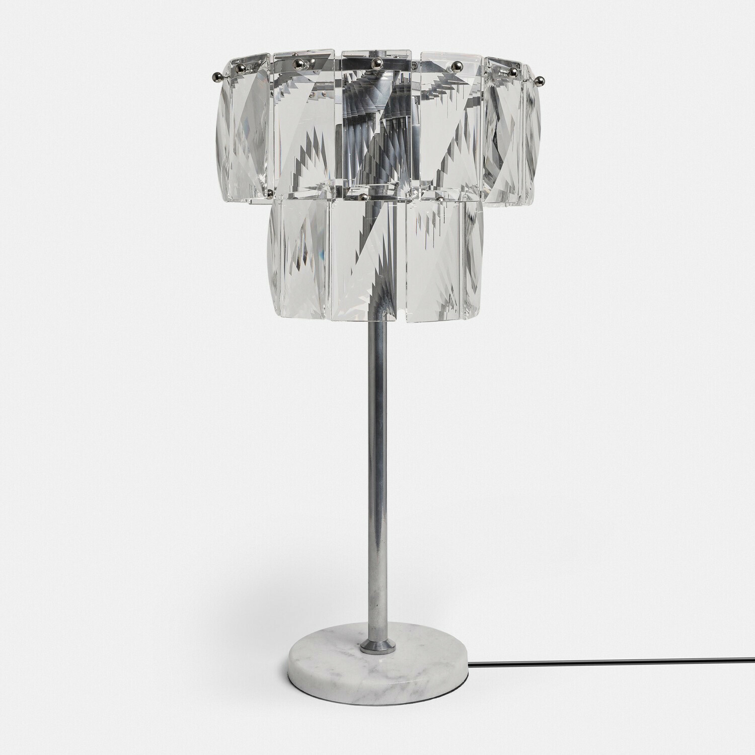 Lámpara de mesa Crystalford Lámpara de mesa de cristal transparente con base de mármol, diseño moderno para salón elegante
