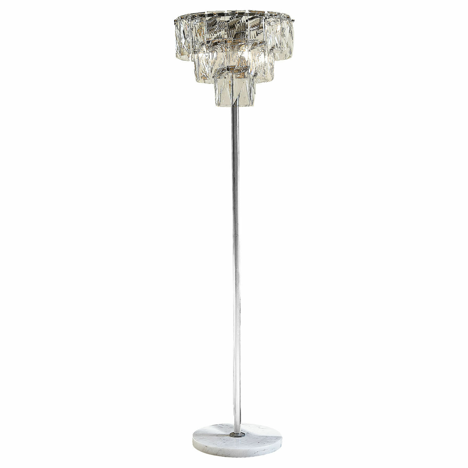 Lámpara de pie Crystalford Lámpara de pie con pantalla de cristal y base de mármol, estructura metálica, diseño moderno
