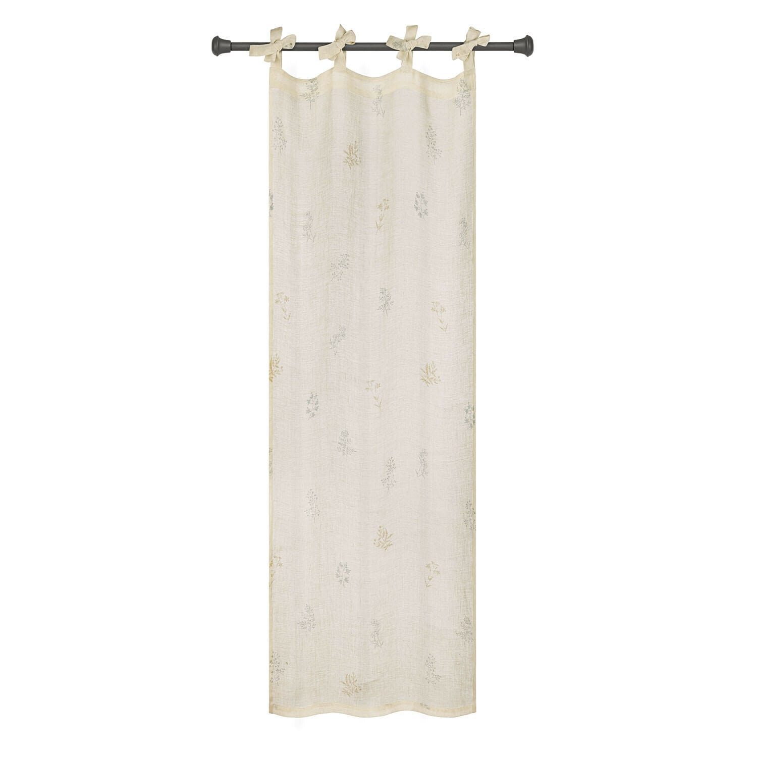 Cortina Hazelwick Cortina beige de algodón con delicado estampado floral y lazos para colgar
