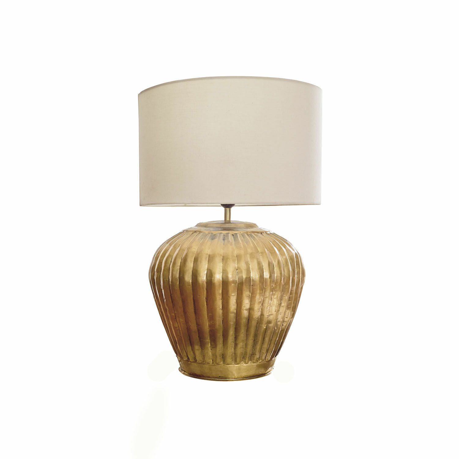 oro/crema Lámpara de mesa Fauville con base metálica dorada y pantalla crema, lámpara decorativa para salón