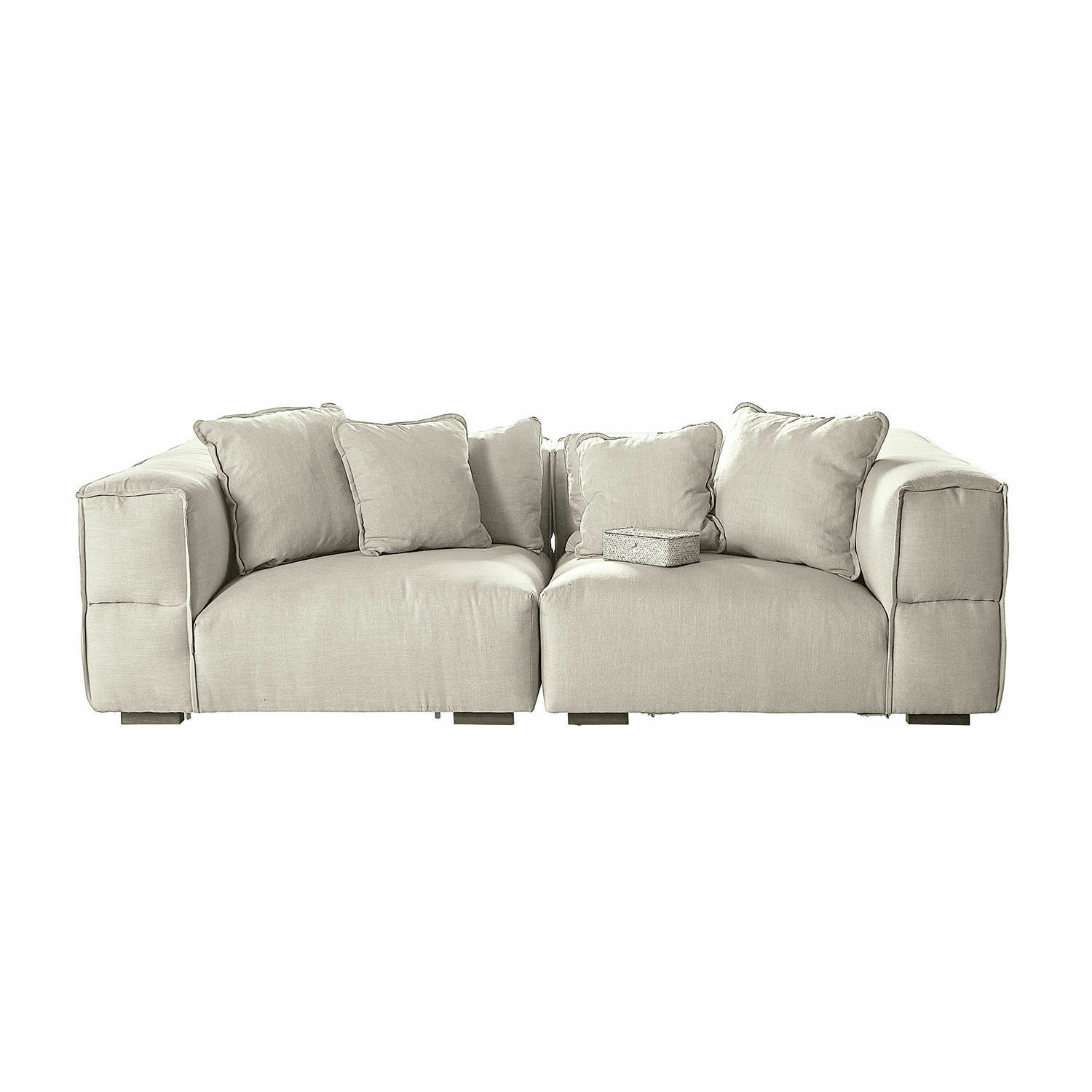 Sofá Gémonville Sofá modular beige de tela con cojines suaves, mueble moderno para salón