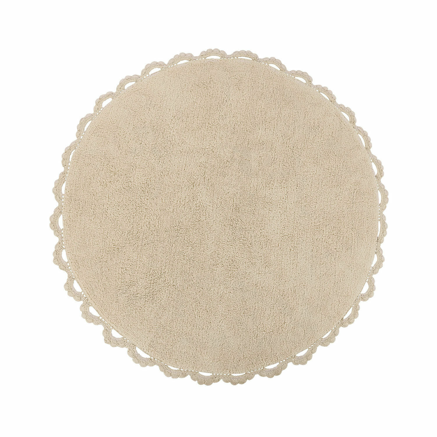 Alfombra Arash Alfombra redonda beige de algodón con borde de encaje decorativo para decoración interior