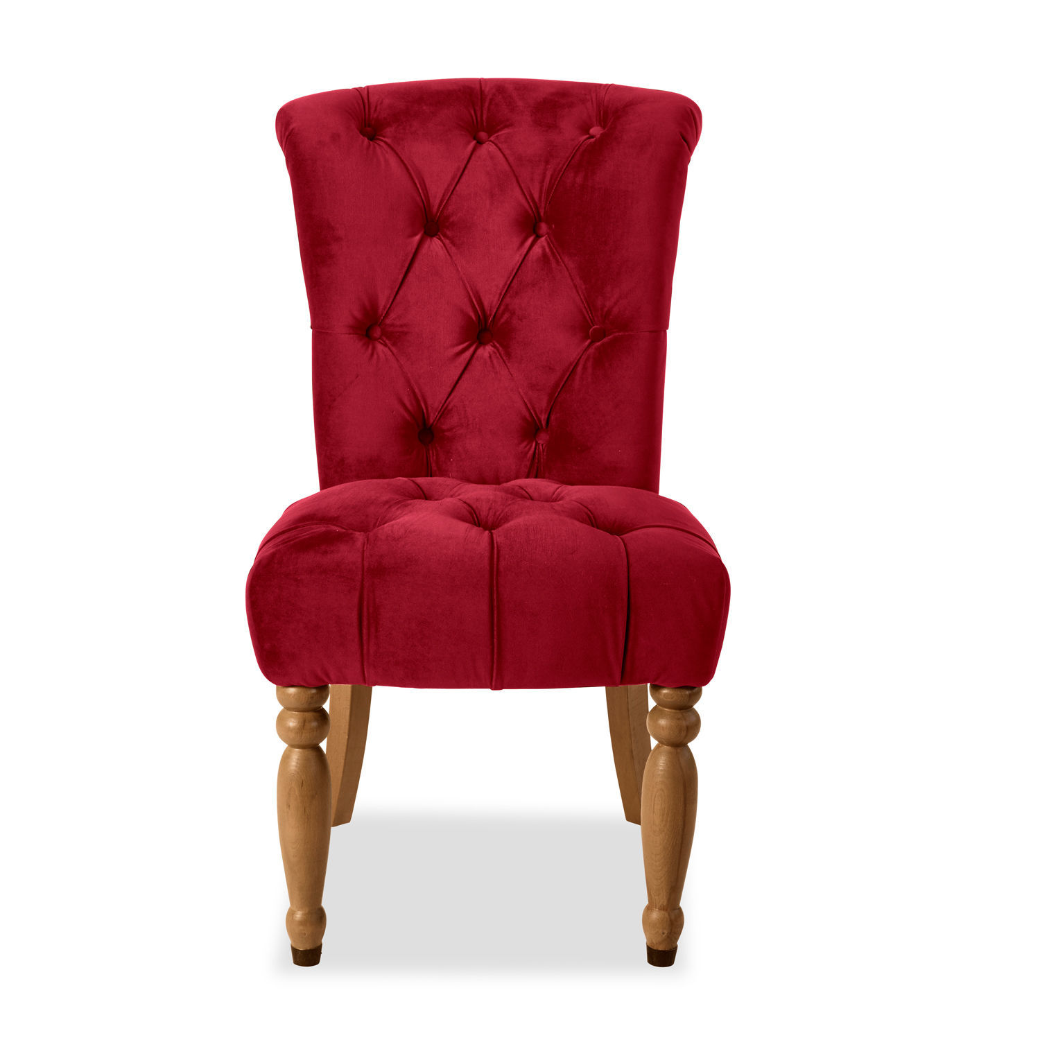 rojo Silla Claville roja tapizada en terciopelo con patas de madera, diseño elegante para salón