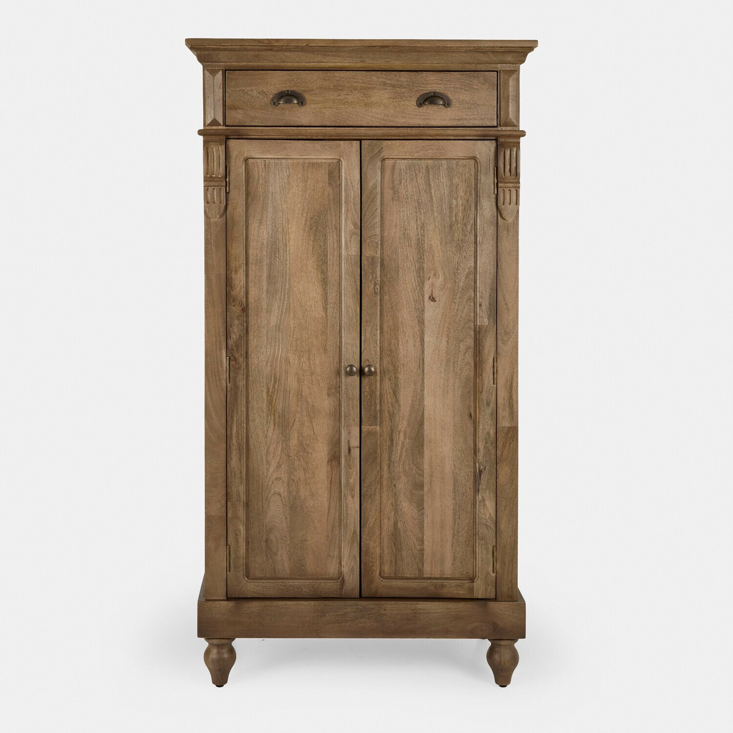 marrón Armario Starino marrón de madera con cajón y dos puertas, mueble de almacenamiento funcional