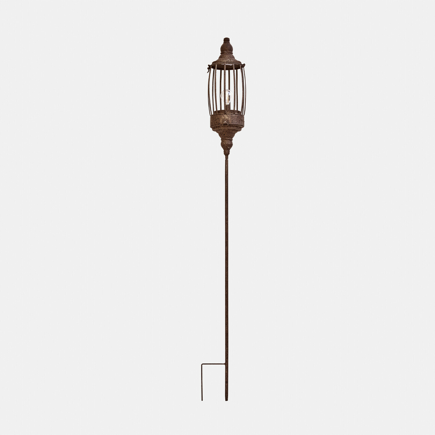 marrón envejecido Linterna LED recargable color marrón antiguo con soporte metálico largo para jardín y decoración