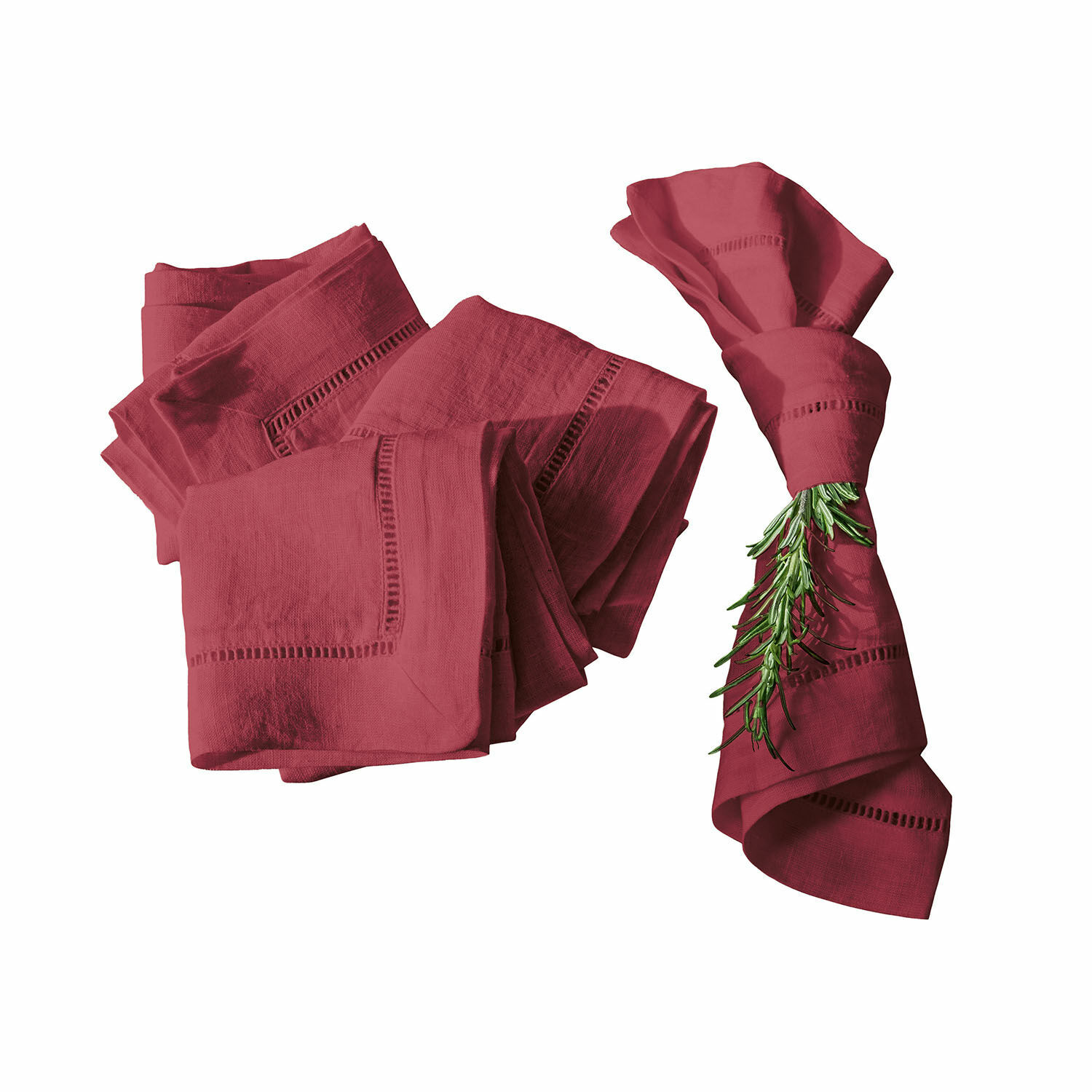 burdeos Set de 4 servilletas de lino burdeos Covent Garden con bordado decorativo, ideal para decoración de mesa