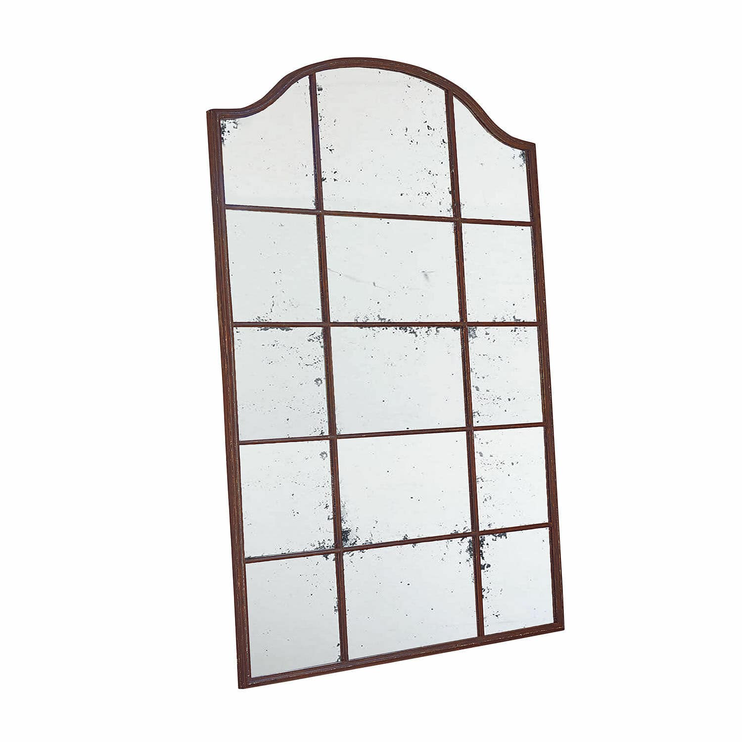 Espejo Aimorie Espejo de pared con marco metálico envejecido color óxido, diseño dividido en cuadrados para decoración