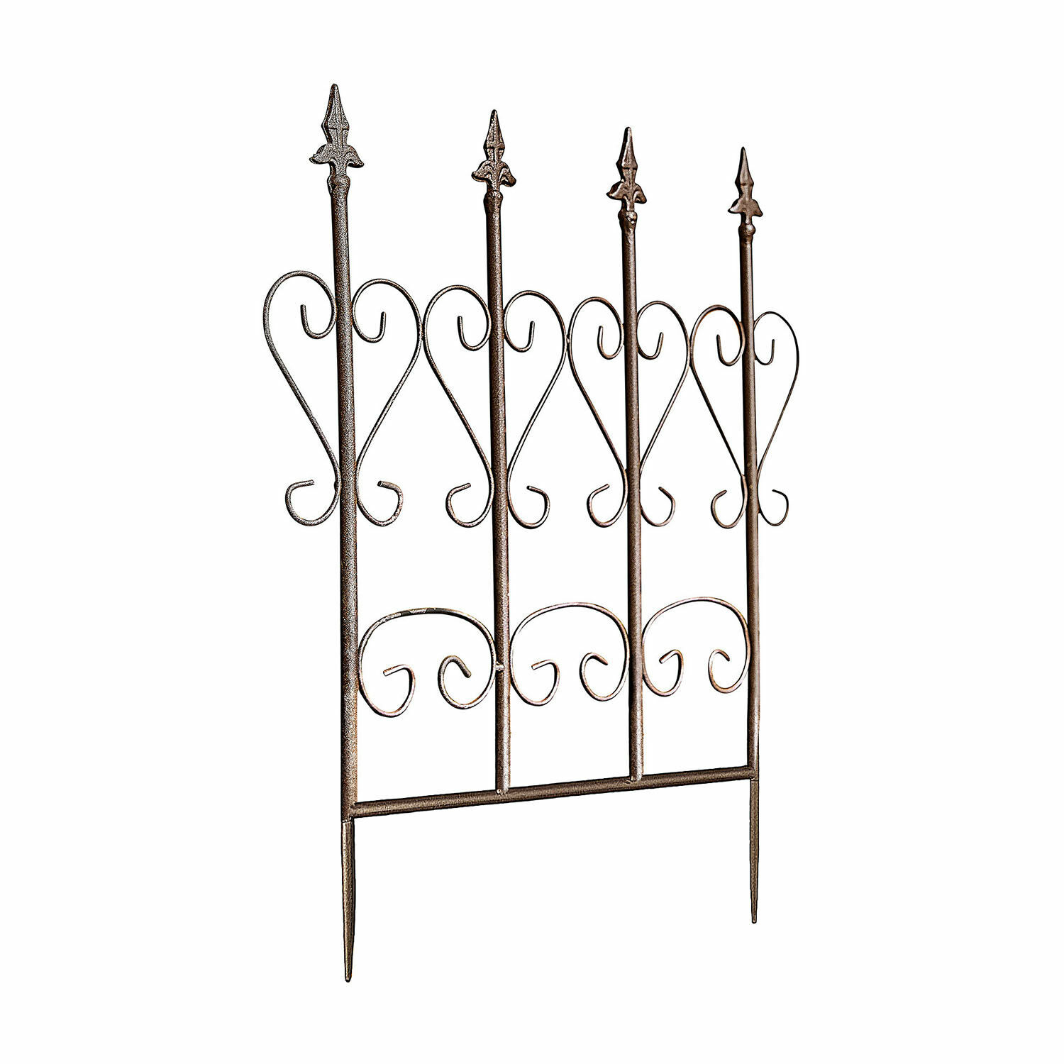 Enrejado Nectarise Valla de jardín de metal marrón con motivos de corazón y puntas decorativas