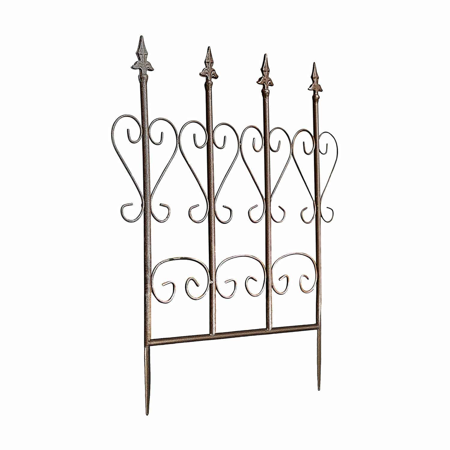 Enrejado Nectarise Valla de jardín de metal marrón con motivos de corazón y puntas decorativas