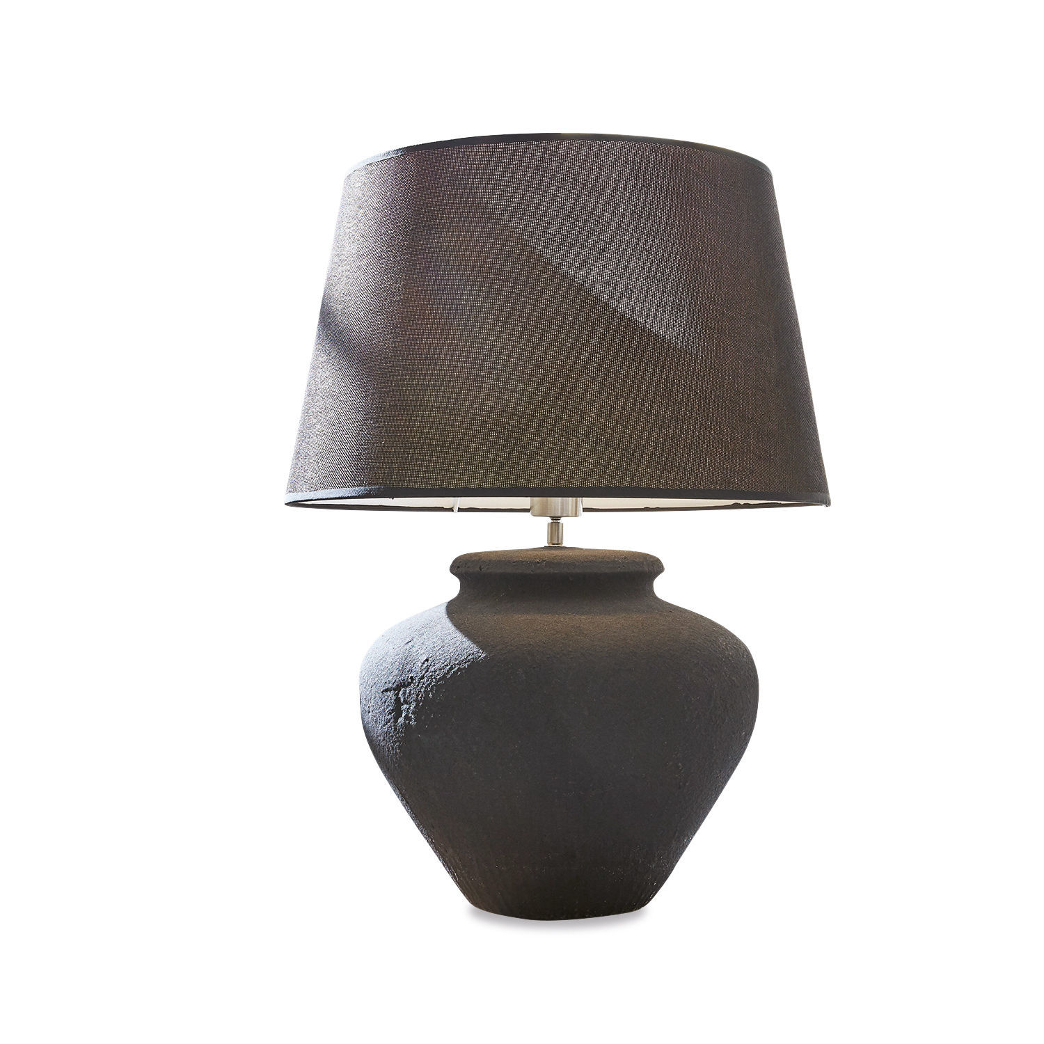 Lámpara de mesa Bandol Lámpara de mesa negra con pantalla de tela y base de cerámica, diseño moderno para salón