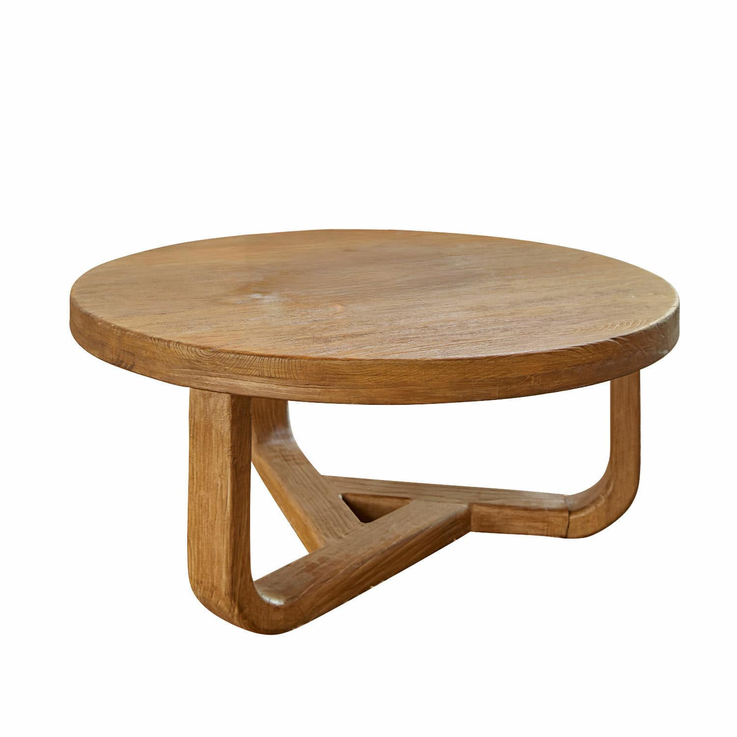 Mesa de centro Trésorique Mesa de centro redonda de madera de roble natural, diseño moderno para salón