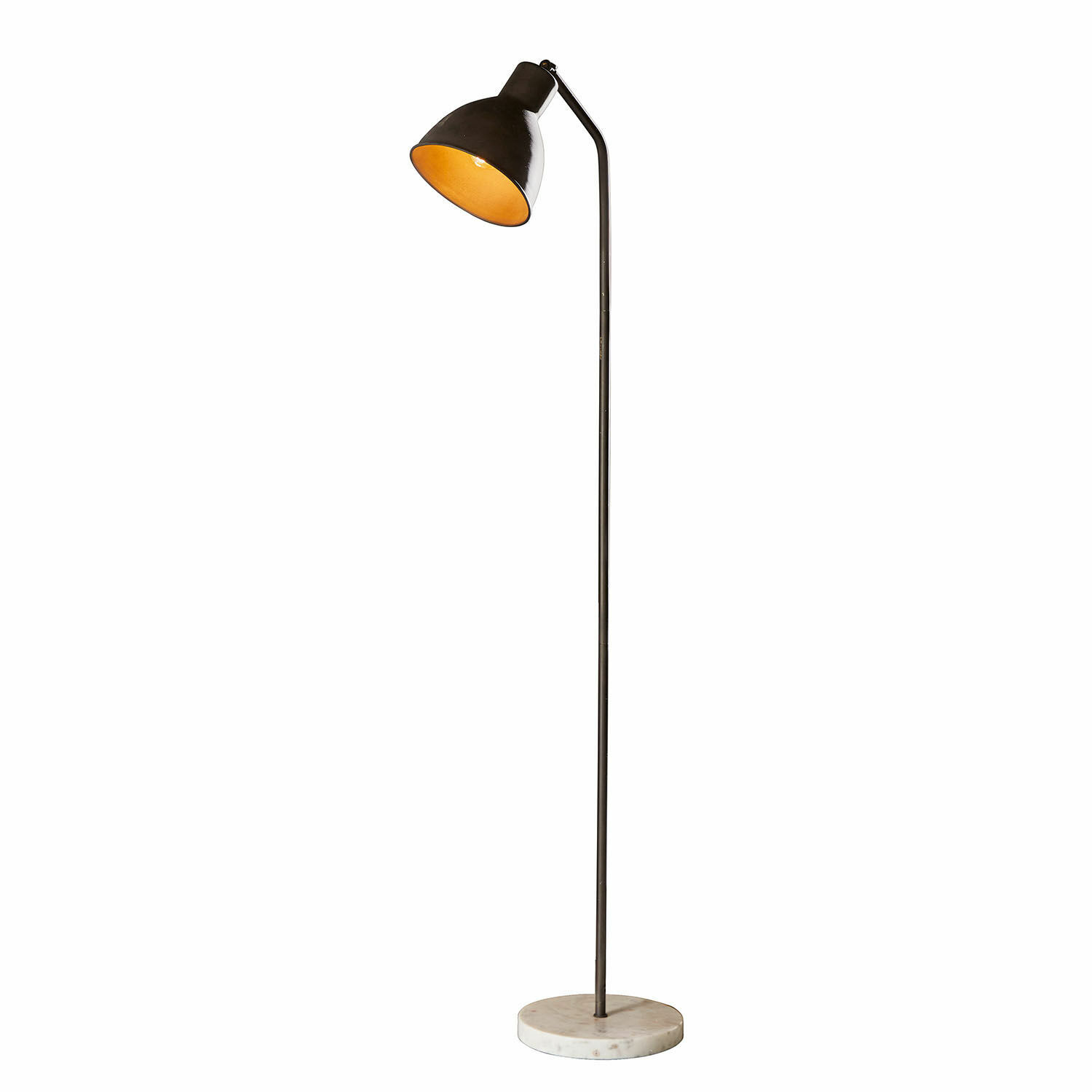 Stehlampe Mockville Lámpara de pie de metal negro con base de mármol blanco, diseño moderno para salón