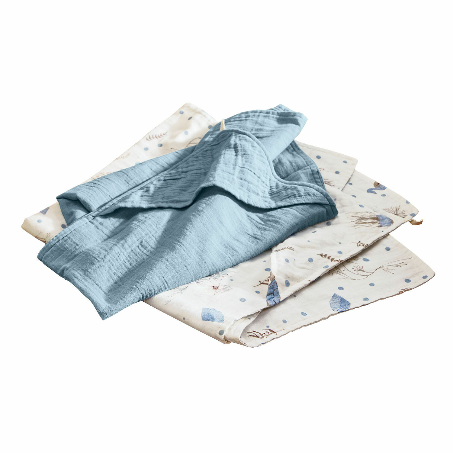 Set de 2 toallas con capucha Tinkertop Juego de paños de algodón suave azul y crema con motivos marinos para el hogar
