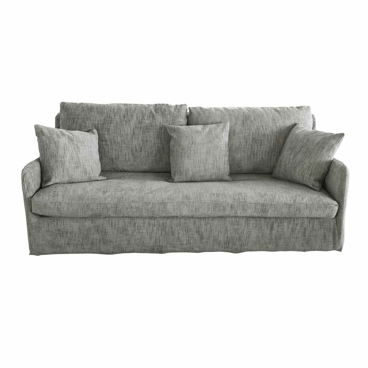 gris Sofá Shadowfield gris de tela con tres cojines, mueble moderno para sala de estar