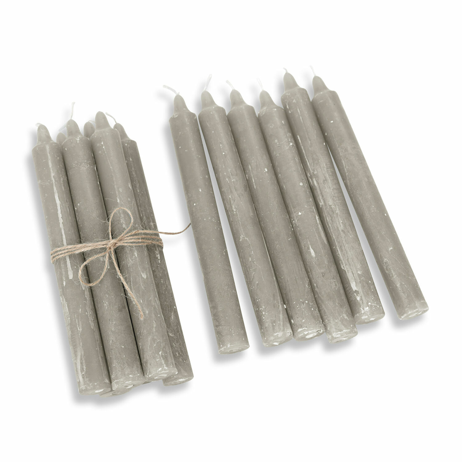 Set de 12 velas Bauceau Conjunto de velas de mesa grises de cera, decoración y luz ambiental para el hogar